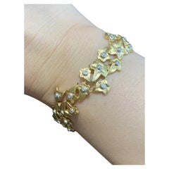 Vintage Roberto Coin Leaf Diamond Bracelet in 18k Yellow Gold