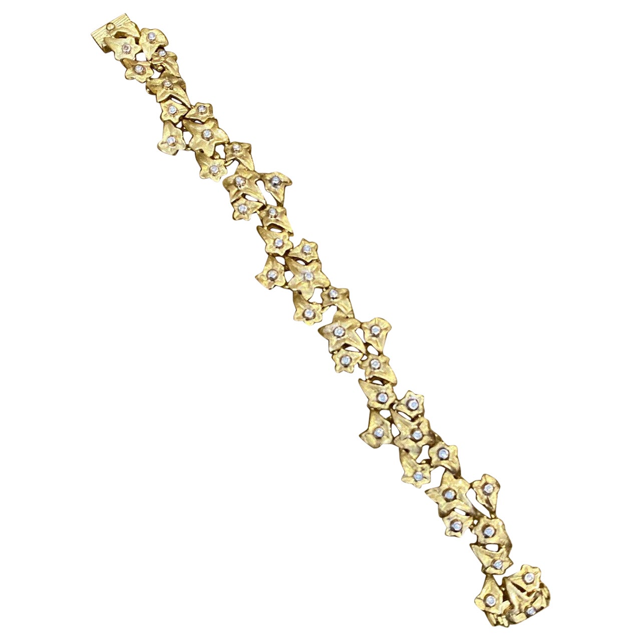 Bracciale vintage con diamanti a foglia di Roberto Coin in oro giallo 18 carati in vendita