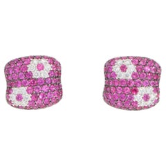 Gemelli da polso vintage Roberto Coin con zaffiro rosa e diamante in oro bianco