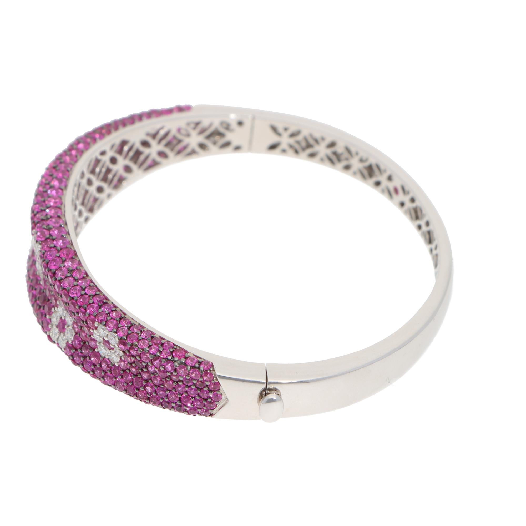 Women's or Men's Vintage Roberto Coin Pink Sapphire and Diamond Bracelet in White Gold