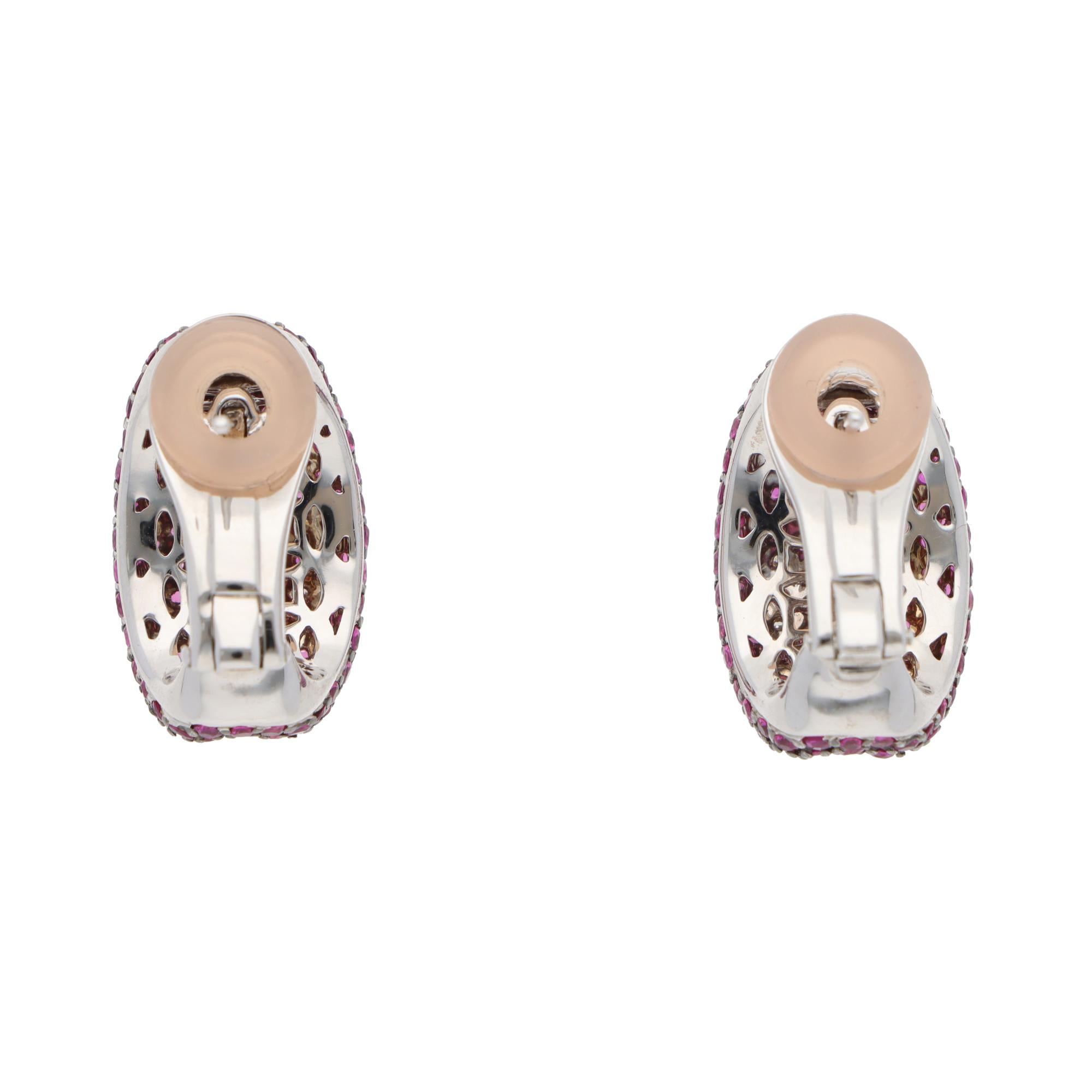 Femenino o masculino Pendientes Vintage Roberto Coin de Zafiro Rosa y Diamante en Oro Blanco en venta