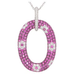 Vintage Roberto Coin Pink Sapphire and Diamond Pendant Necklace in White Gold