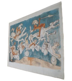 Lithographie surréaliste vintage signée par l'artiste Roberto Matta - Épreuve abstraite