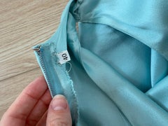 Vintage Robin's Egg Blue Silk Dress w. Pearl Embellished Center Gown Maxi Dress