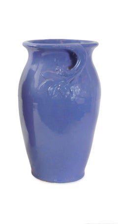 Vintage Robinson Ransbottom Blue Pottery Handled Floor Vase