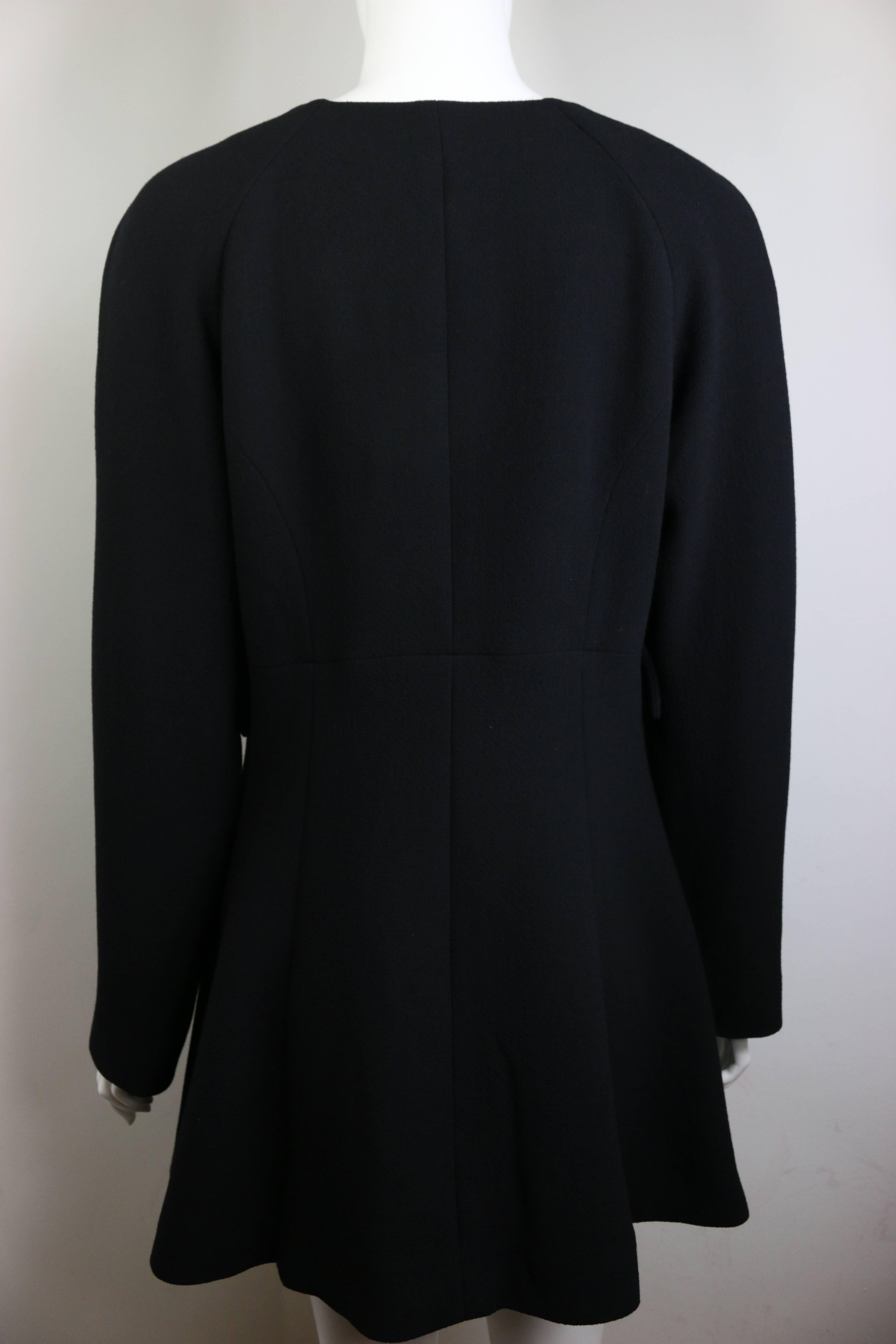Vintage Rochas Black Boucle Wool Coat In Excellent Condition For Sale In Sheung Wan, HK