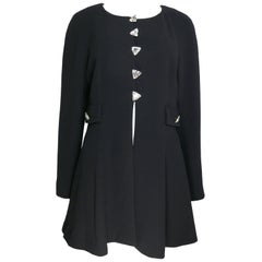 Manteau vintage Rochas en laine bouclée noire