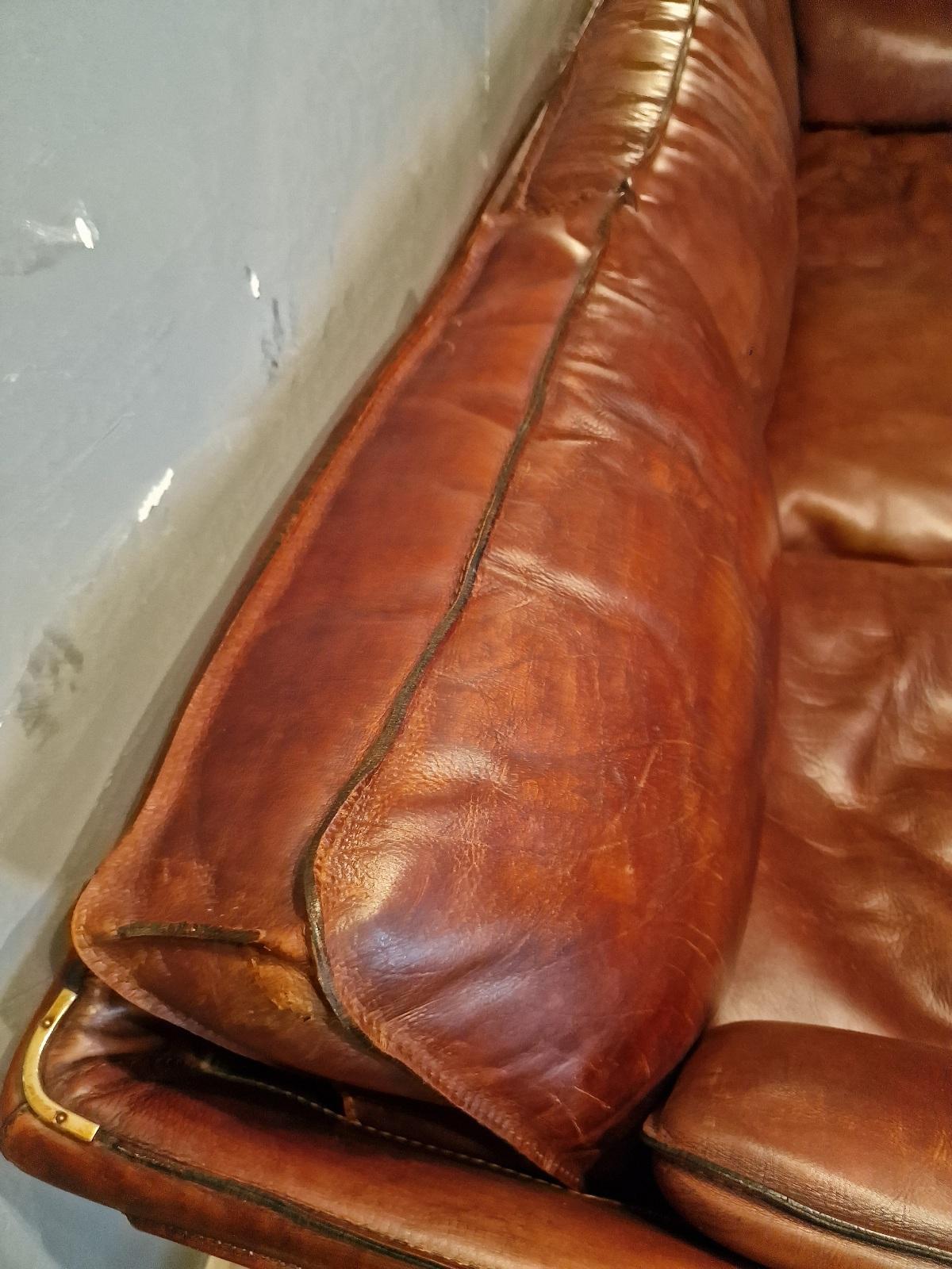 Leather Vintage Roche Bobois 3-seater sofa