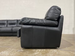 Vintage Roche Bobois Black Leather Post Modern Sectional Sofa