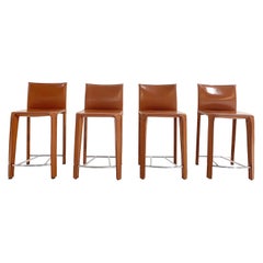 Vintage Roche Bobois Leather Counter Stools, Set of 4