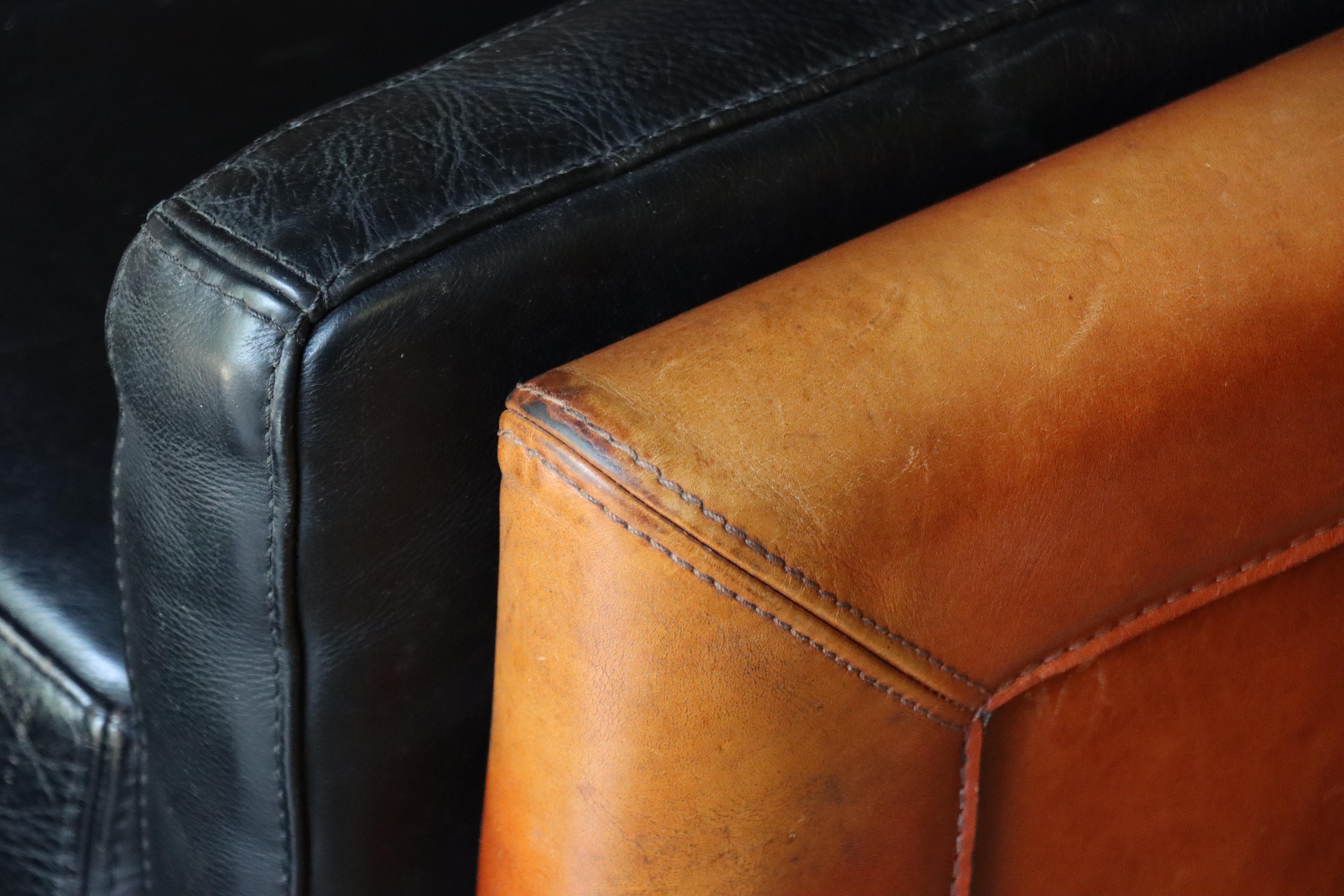Vintage Roche Bobois Leather Lounge Chair and Ottoman 7
