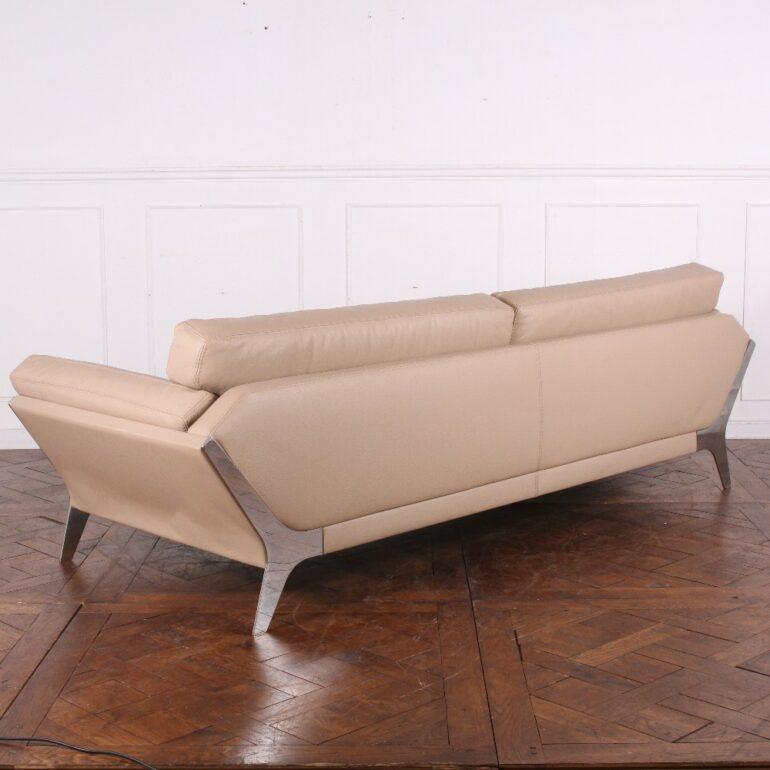 French Vintage Roche Bobois Leather Sofa