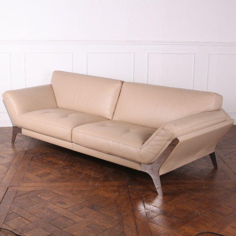 Vintage Roche Bobois Leather Sofa In Good Condition In Vancouver, British Columbia