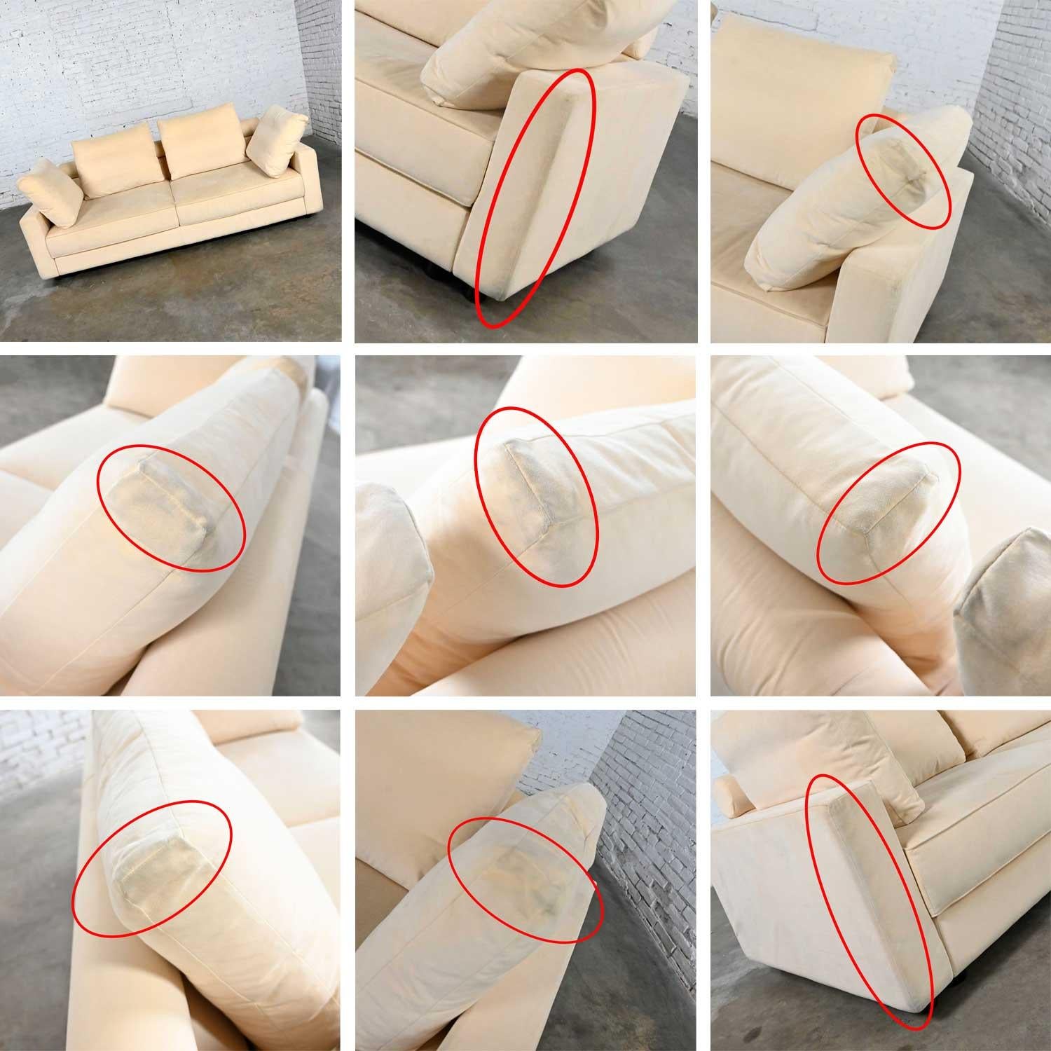 Vintage Roche Bobois Post-Modern Off-White Ultra Suede Sofa 4