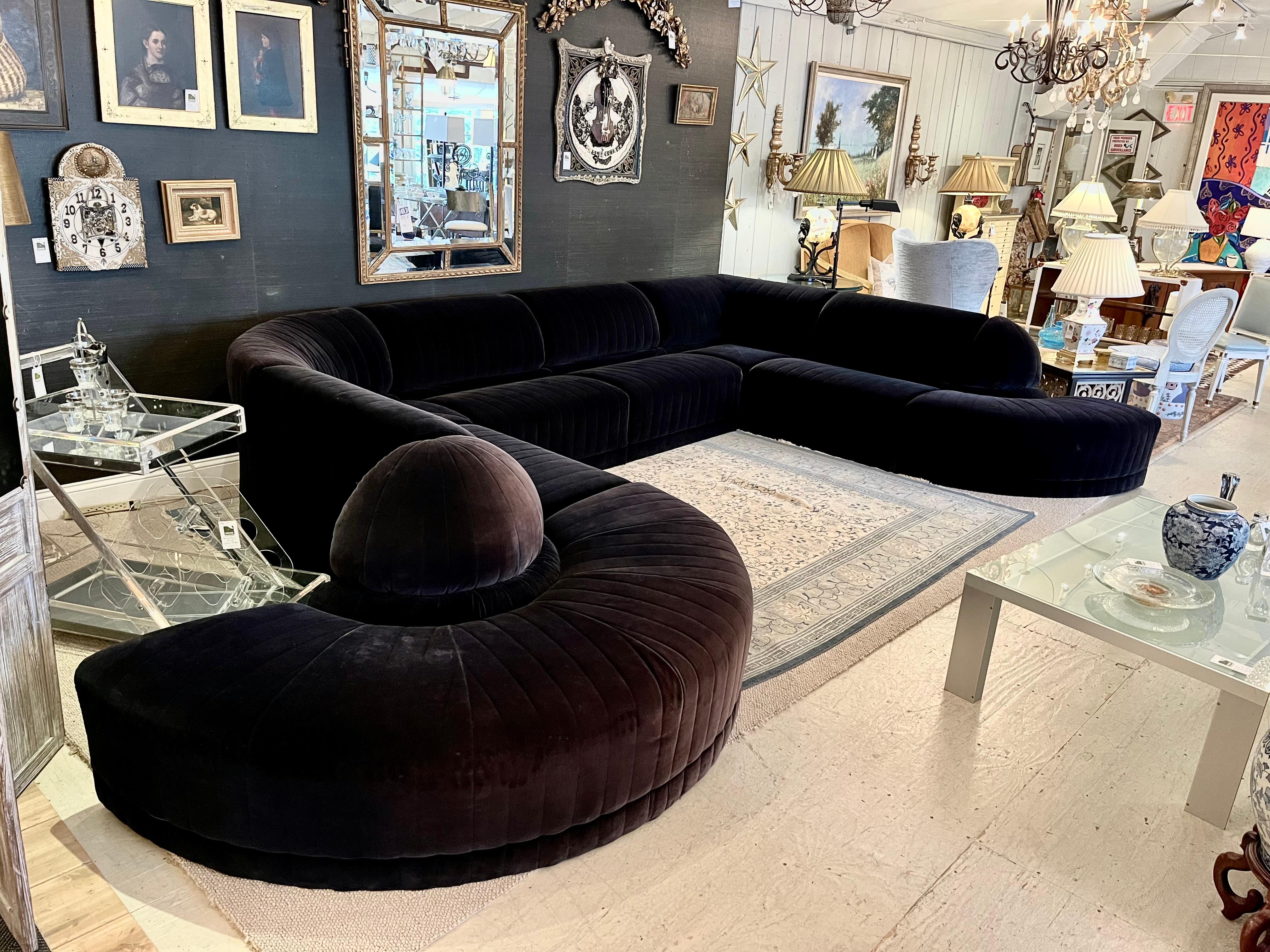 Vintage Roche Bobois Velvet 8 Piece Modular Sofa with Loveseat 6