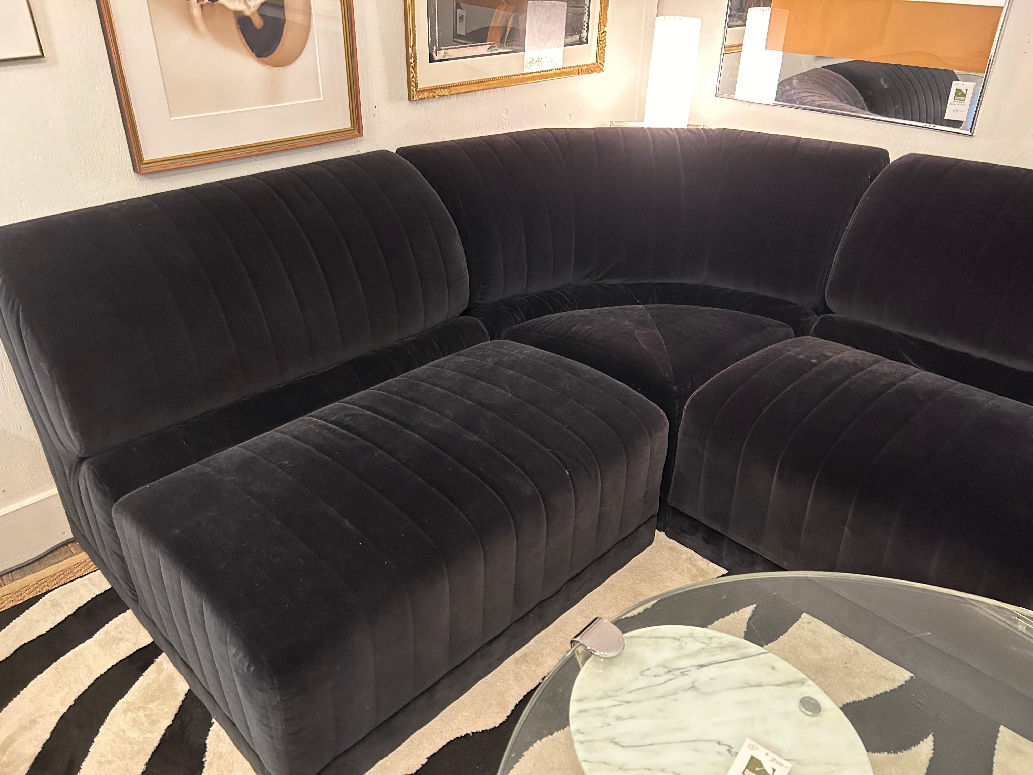 Mid-Century Modern Vintage Roche Bobois Velvet 8 Piece Modular Sofa with Loveseat