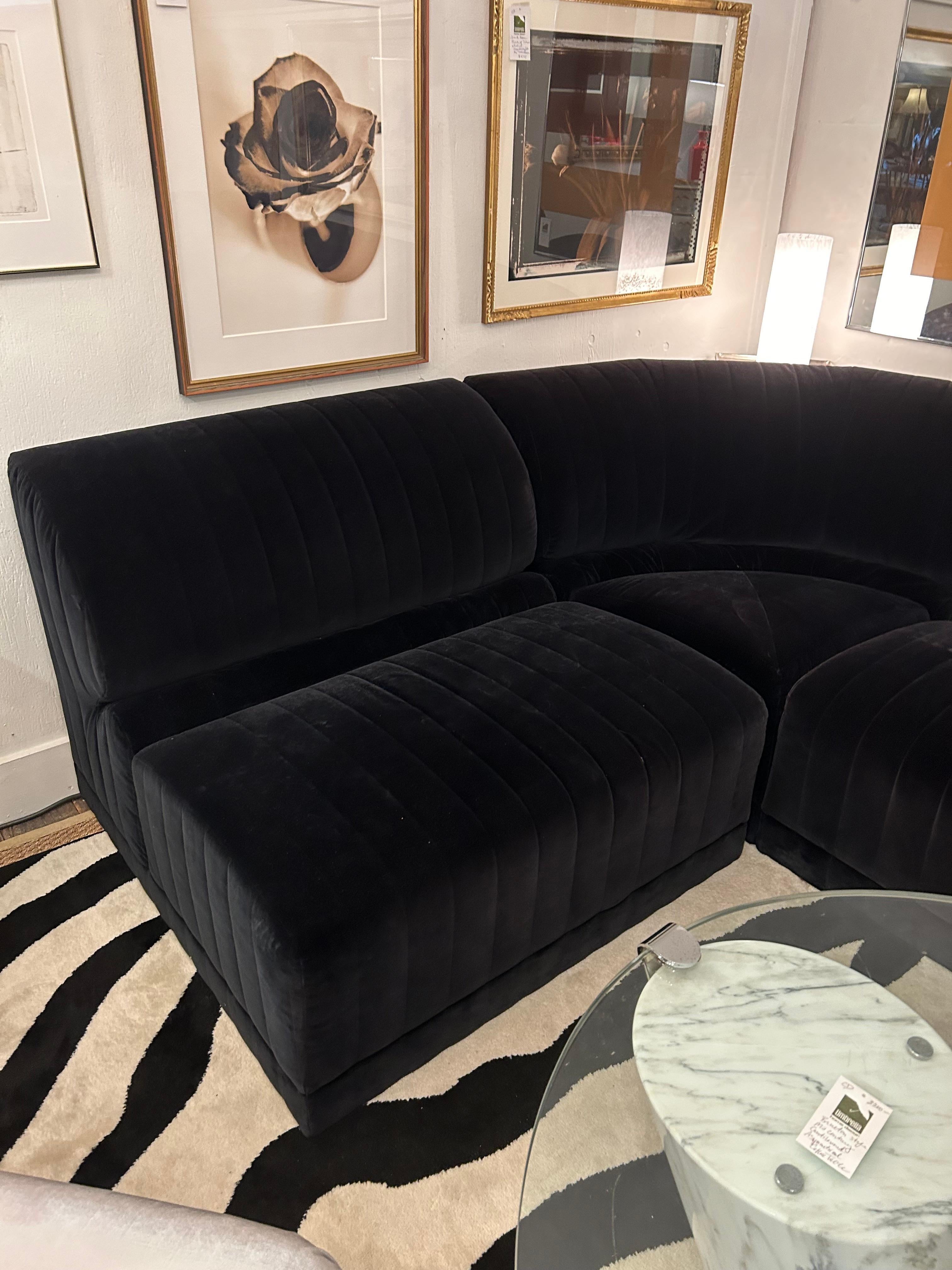 French Vintage Roche Bobois Velvet 8 Piece Modular Sofa with Loveseat