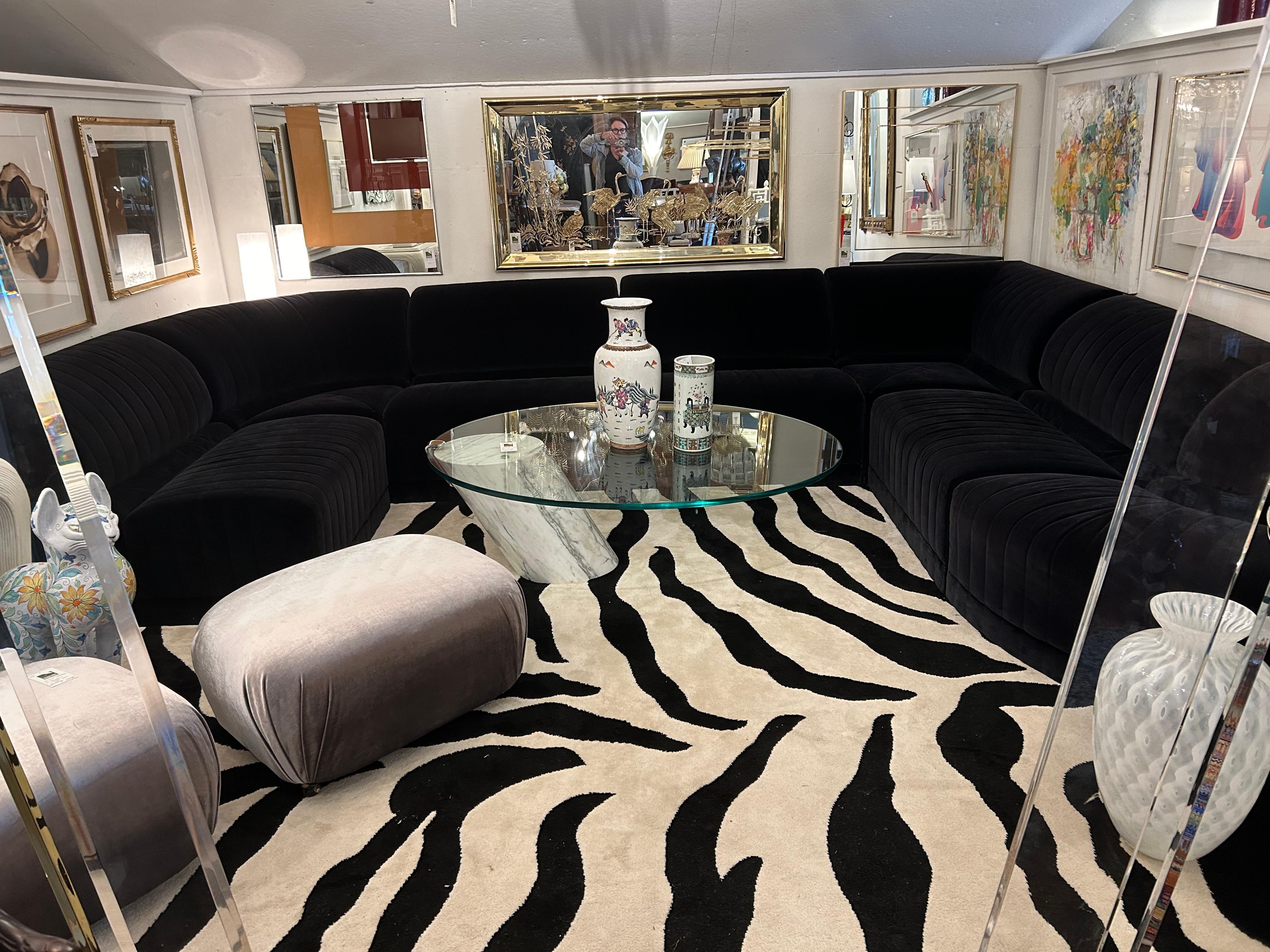 Late 20th Century Vintage Roche Bobois Velvet 8 Piece Modular Sofa with Loveseat