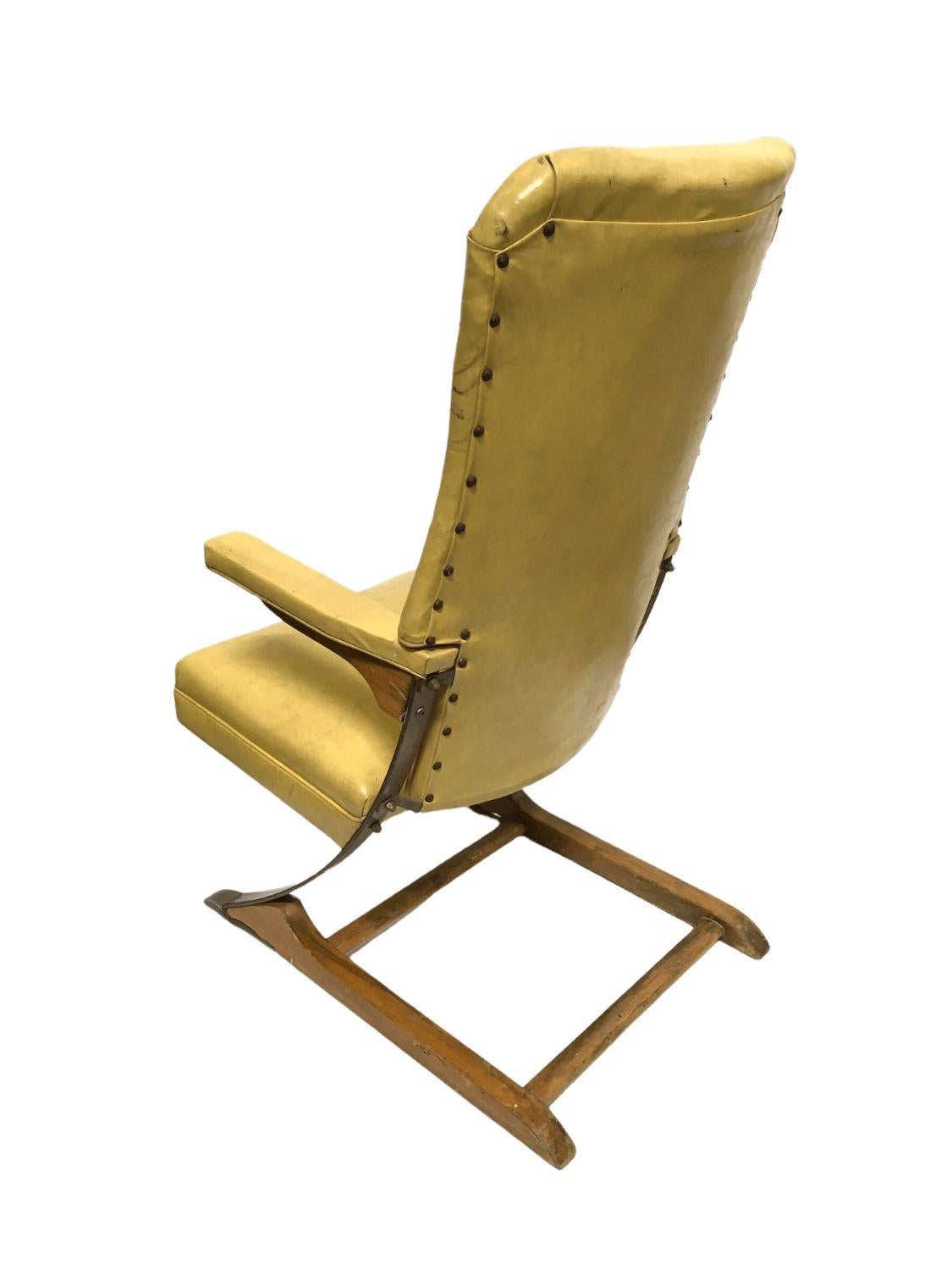 20th Century Vintage Rock-a-Chair Cantilever Rocker Chair in Harvest Gold Vinyl For Sale