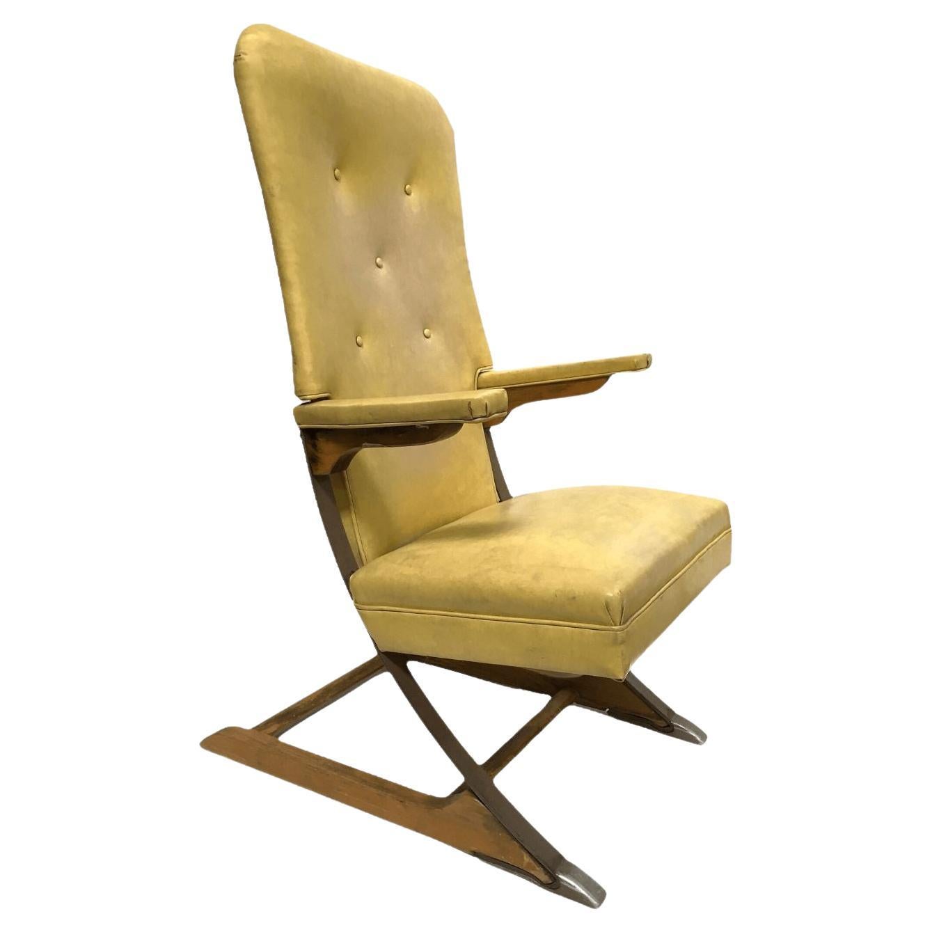 Vintage Rock-a-Chair Cantilever Rocker Chair in Harvest Gold Vinyl