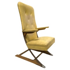Vintage Freitragender Schaukelstuhl „Rock-a-Chair“ aus Gold-Vinyl