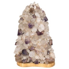 Vintage Rock Crystal and Amethyst Quartz Double-Sided Lamp