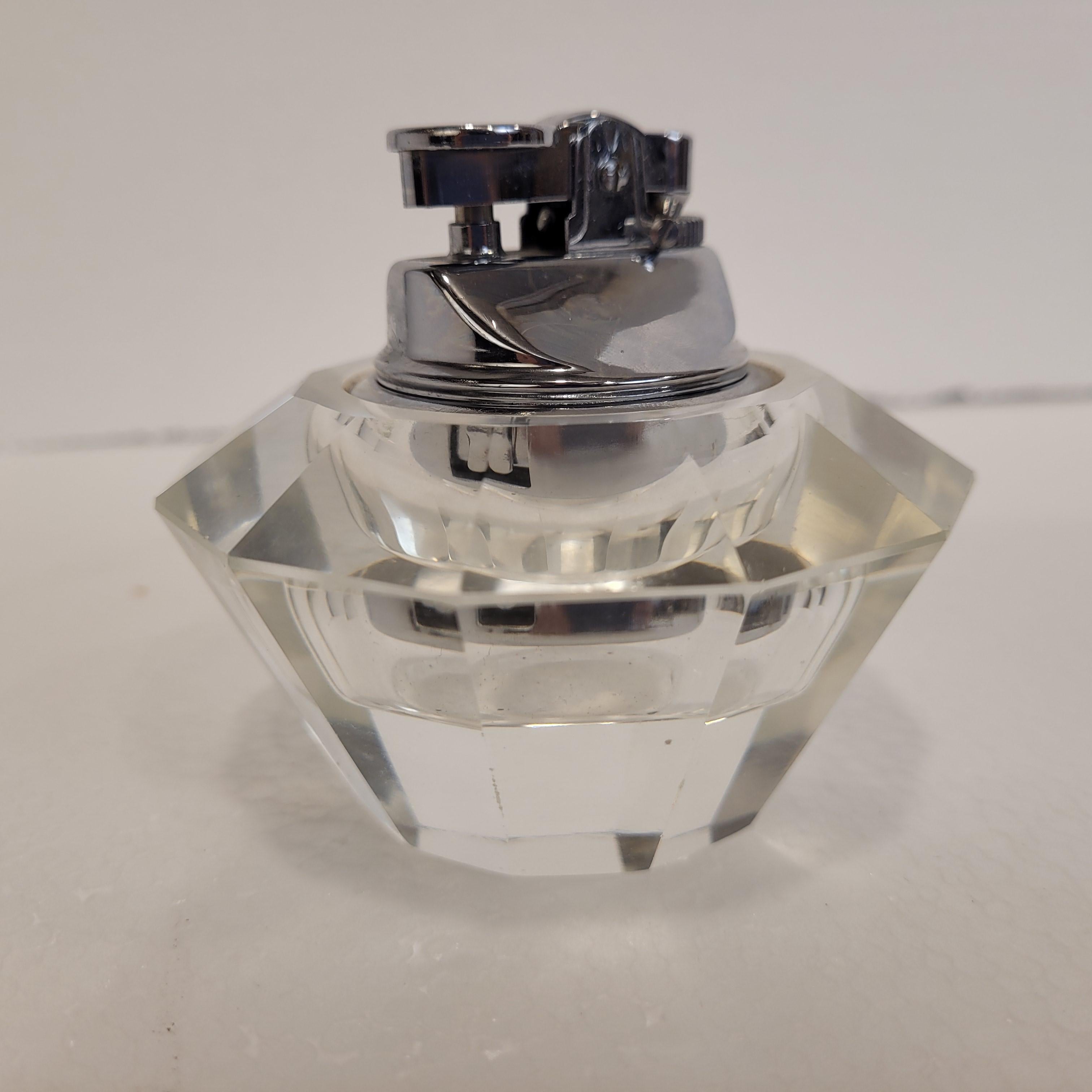 Briquet de table vintage en cristal de roche et métal Italie du milieu du siècle dernier en vente 8