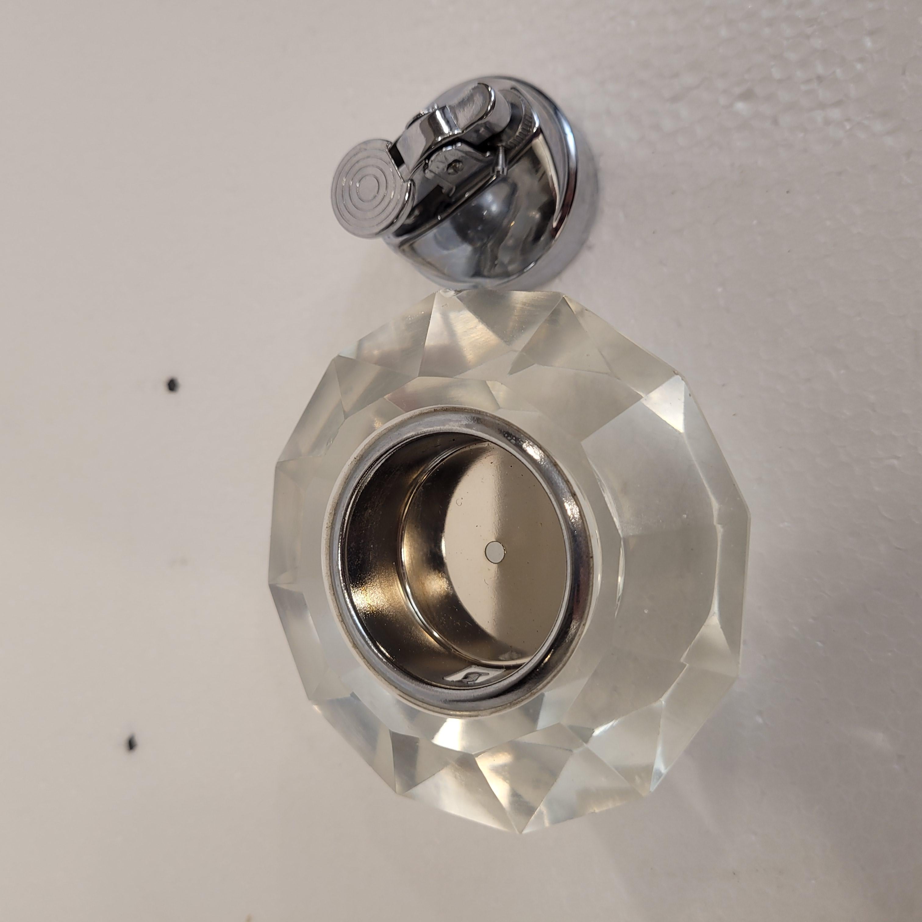 Briquet de table vintage en cristal de roche et métal Italie du milieu du siècle dernier en vente 12