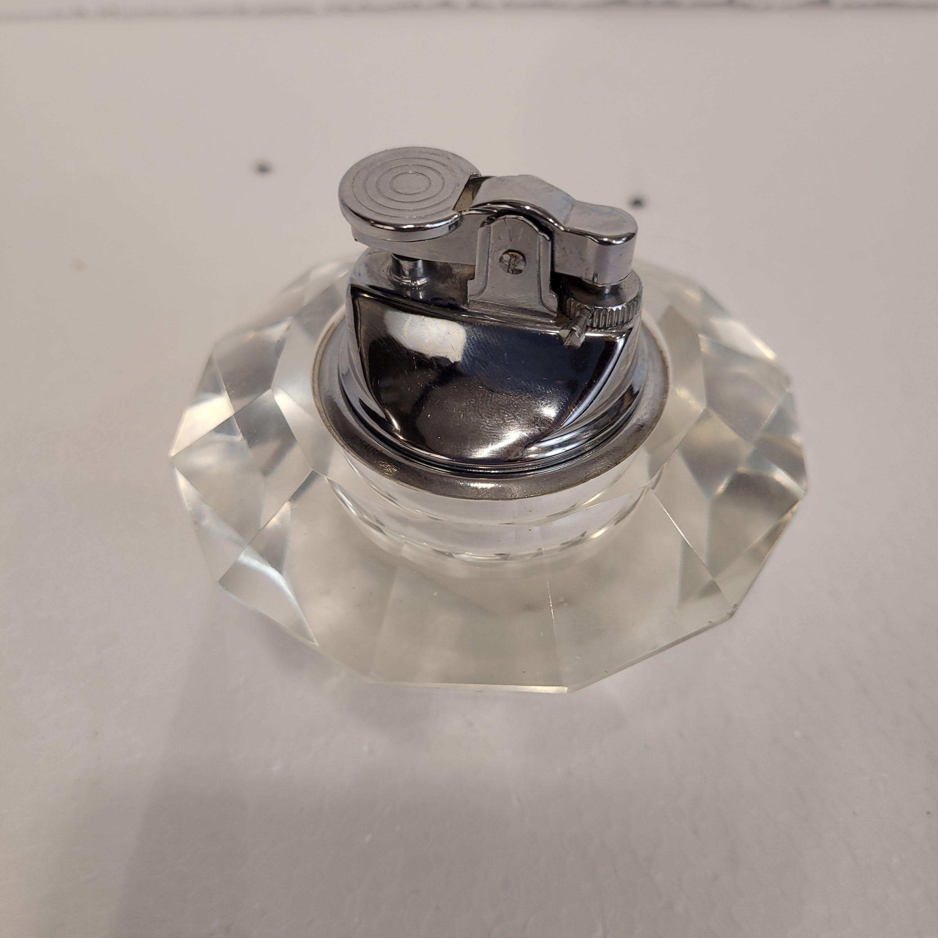 Briquet de table vintage en cristal de roche et métal Italie du milieu du siècle dernier en vente 13