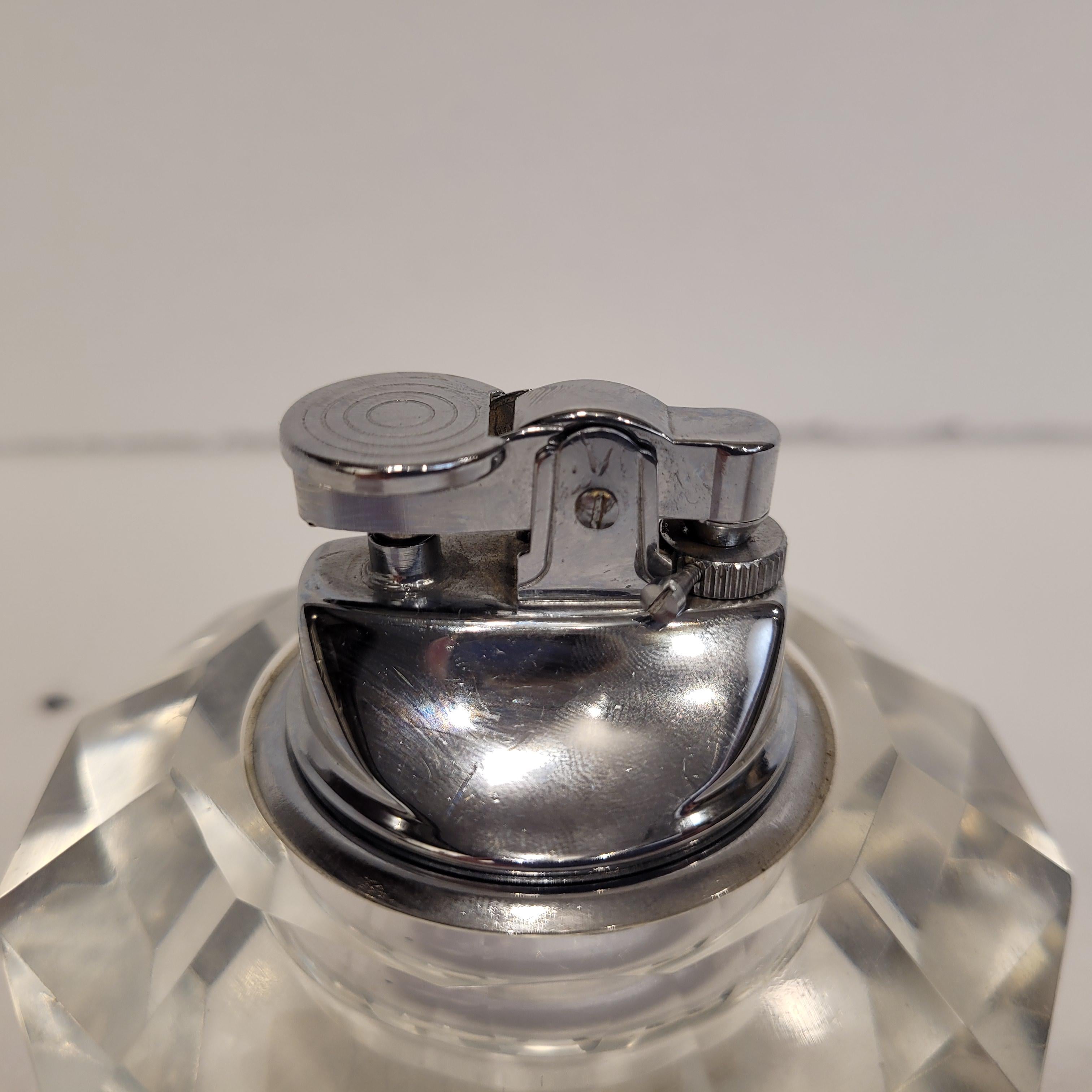 Briquet de table vintage en cristal de roche et métal Italie du milieu du siècle dernier en vente 4