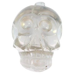 Colgante Vintage Calavera de Cristal de Roca Lazo de Oro Amarillo de 18K