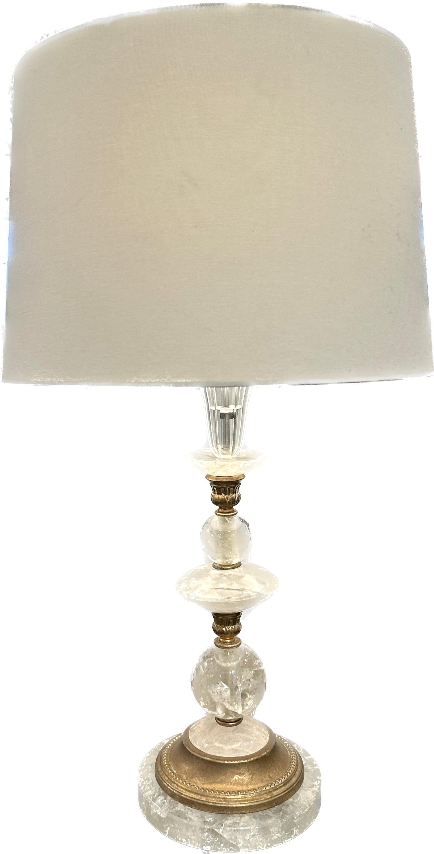 Hand-Crafted Vintage Rock Crystal Table Lamp For Sale