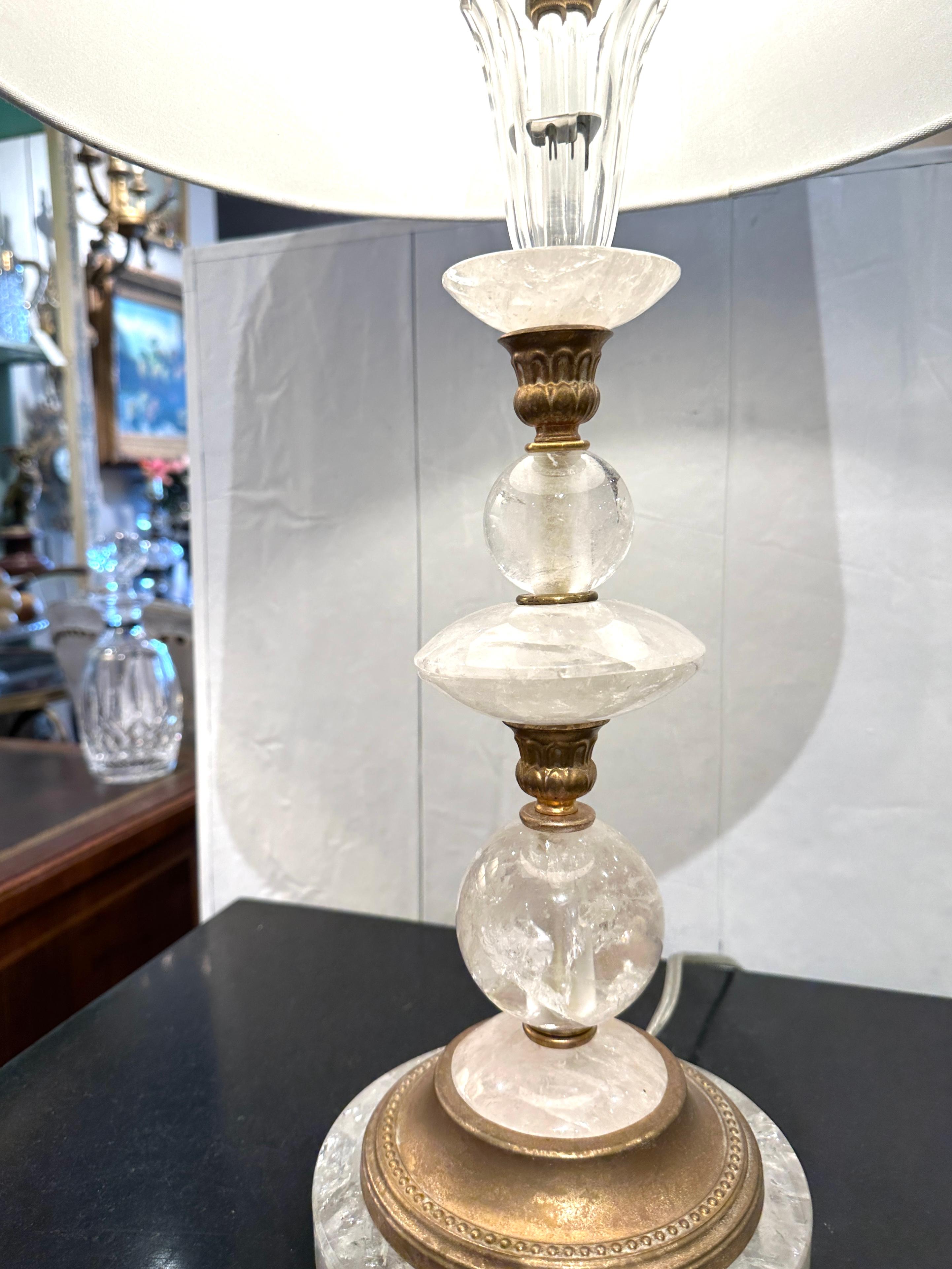Vintage Rock Crystal Table Lamp In Good Condition For Sale In Summerland, CA