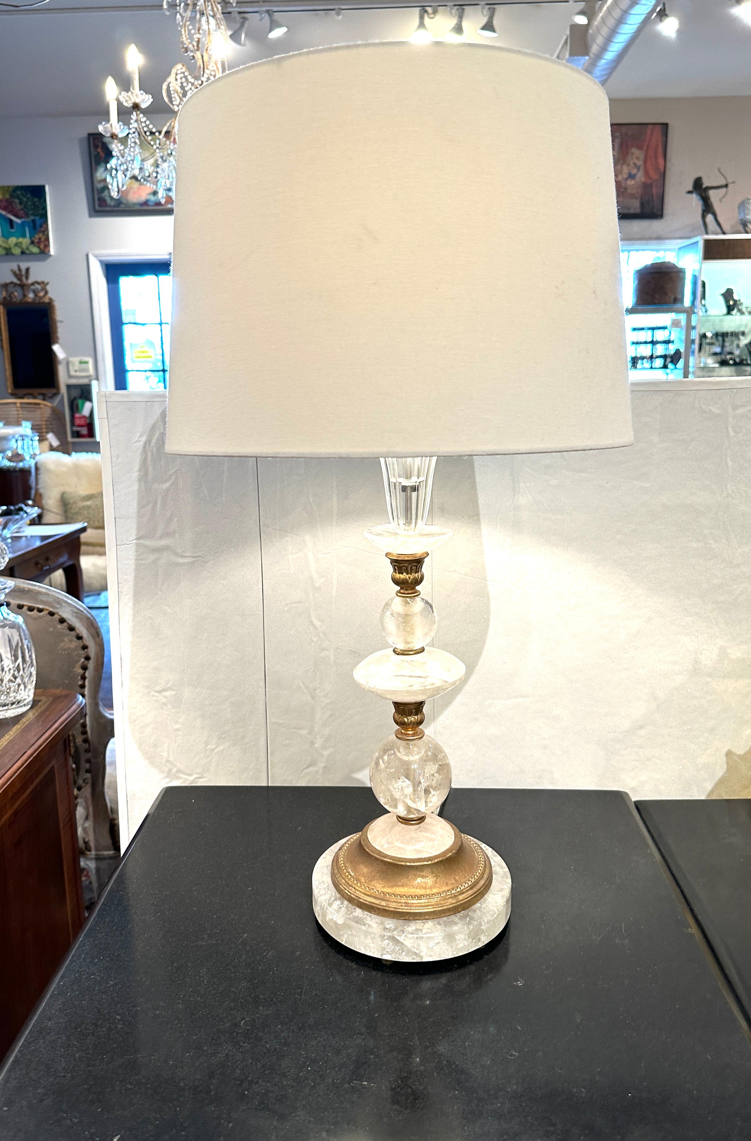 20ième siècle Lampe de table vintage en cristal de roche en vente