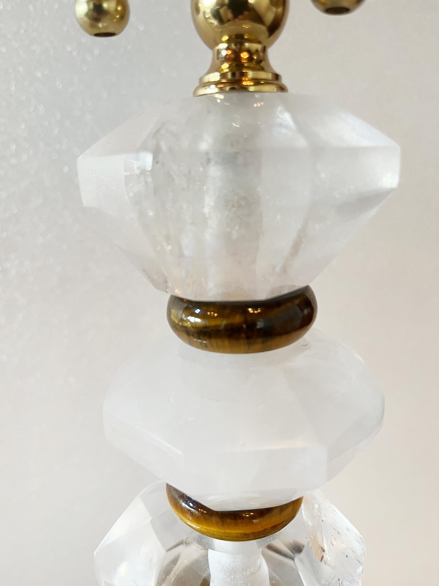 Paire de lampes de table en cristal de roche vintage en vente 2