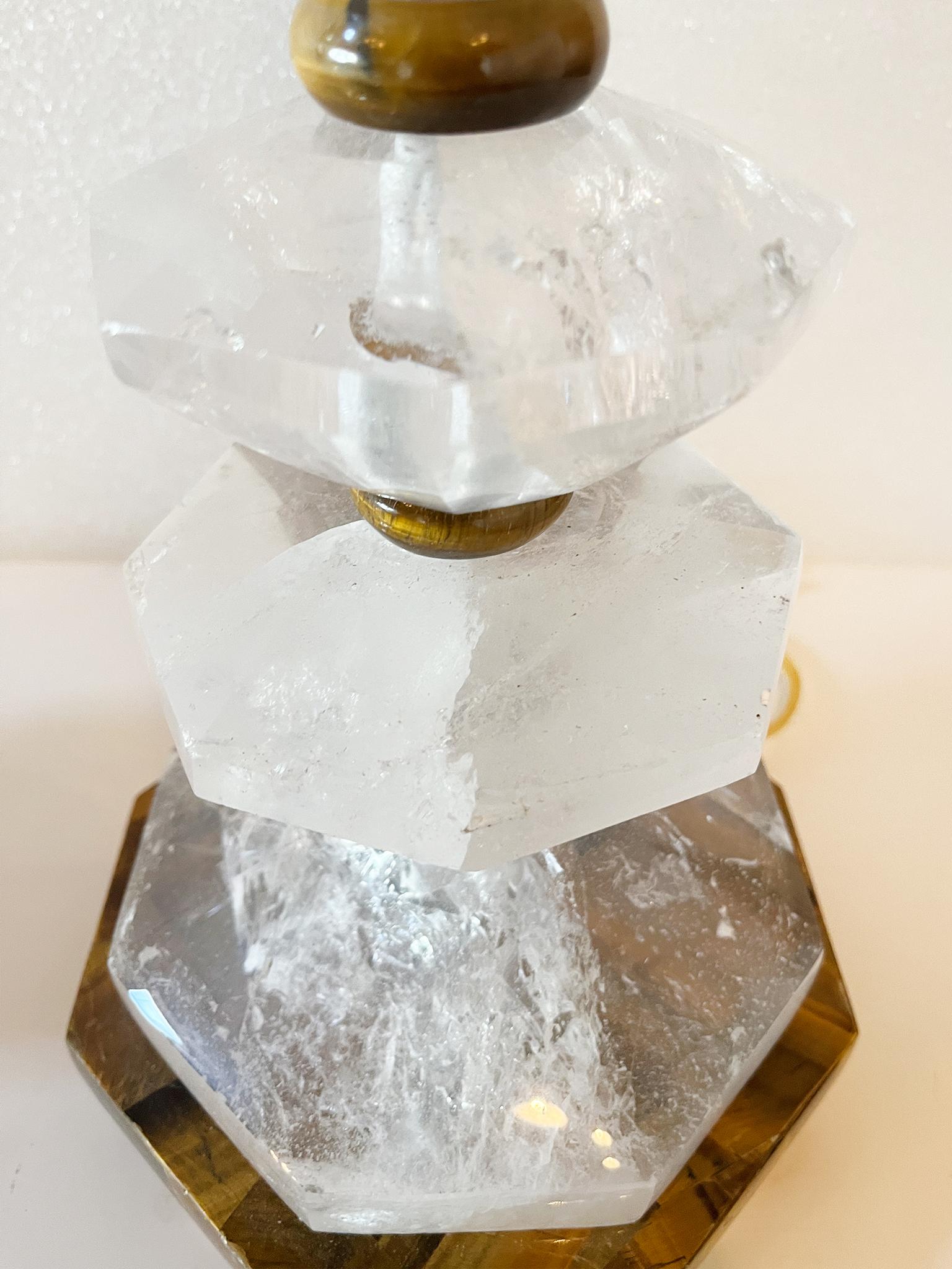 Paire de lampes de table en cristal de roche vintage en vente 3