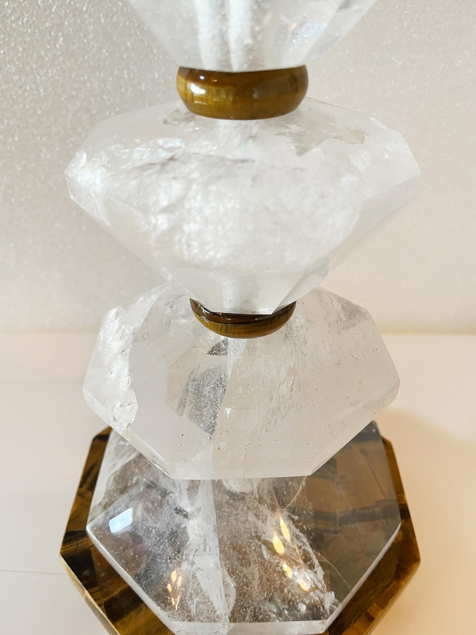 Paire de lampes de table en cristal de roche vintage en vente 4