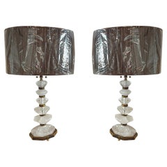 Vintage Rock Crystal Table Lamps - a Pair