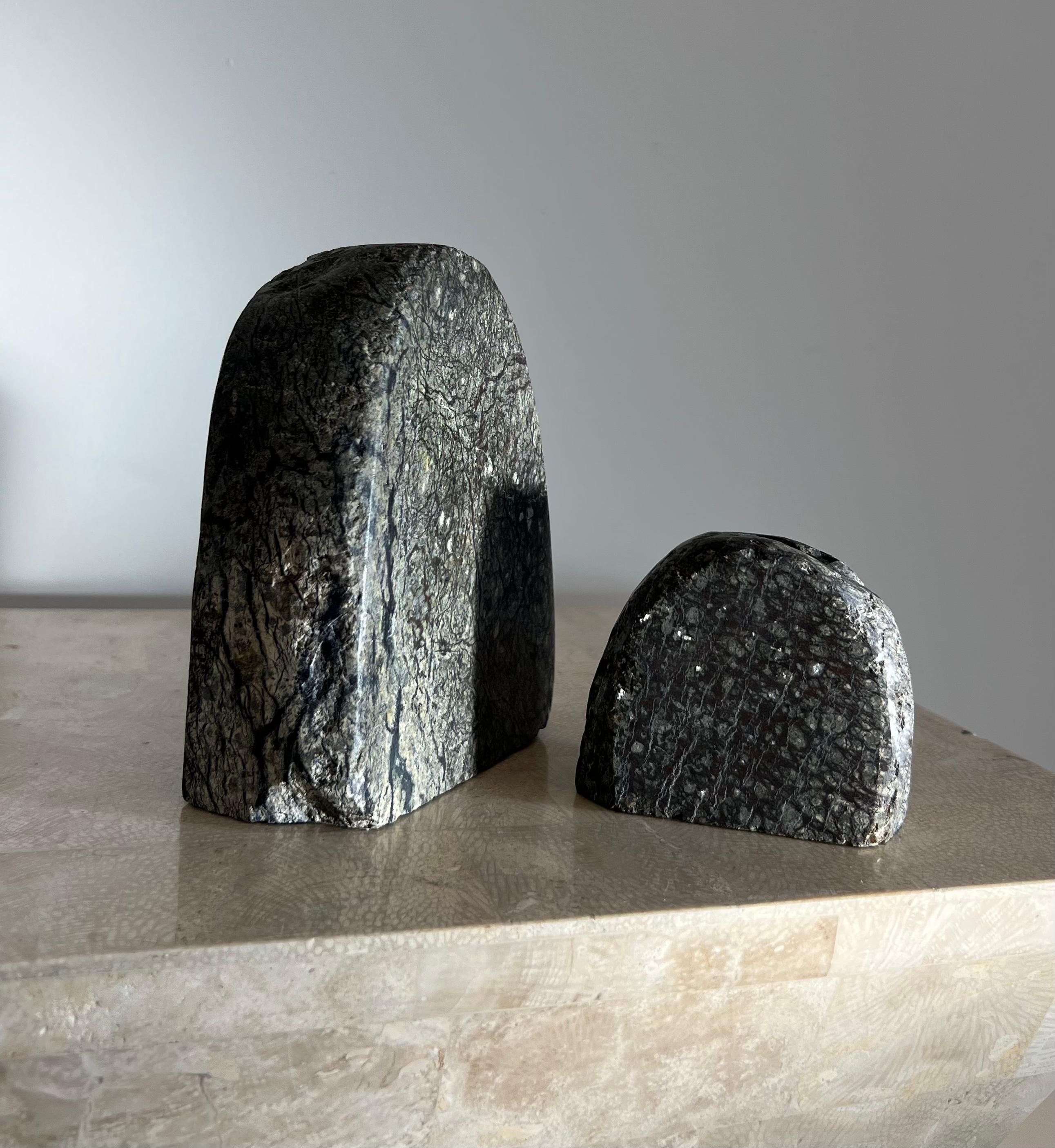 Vintage rock form candleholders in real stone, 1970s For Sale 4
