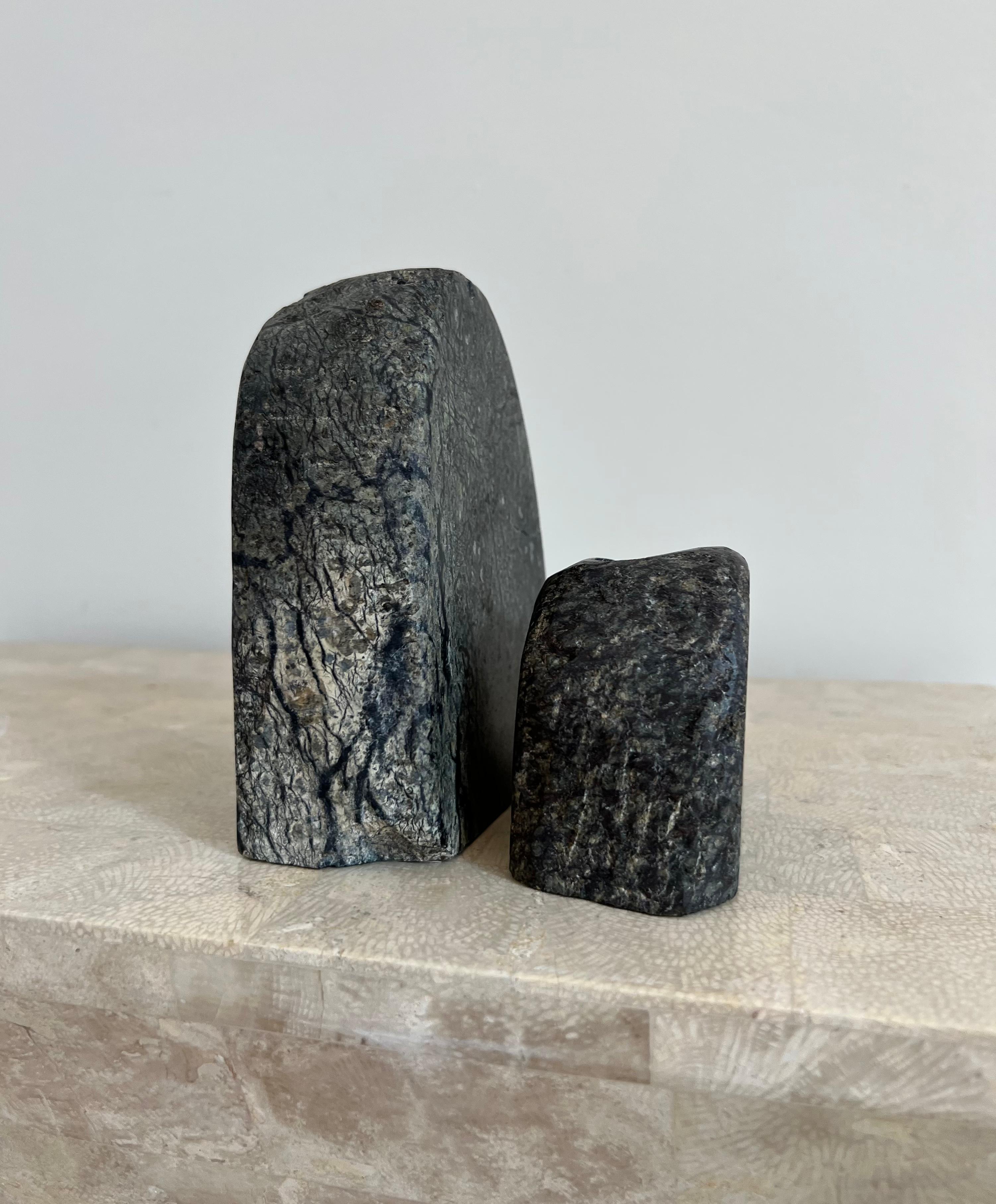Vintage rock form candleholders in real stone, 1970s For Sale 8