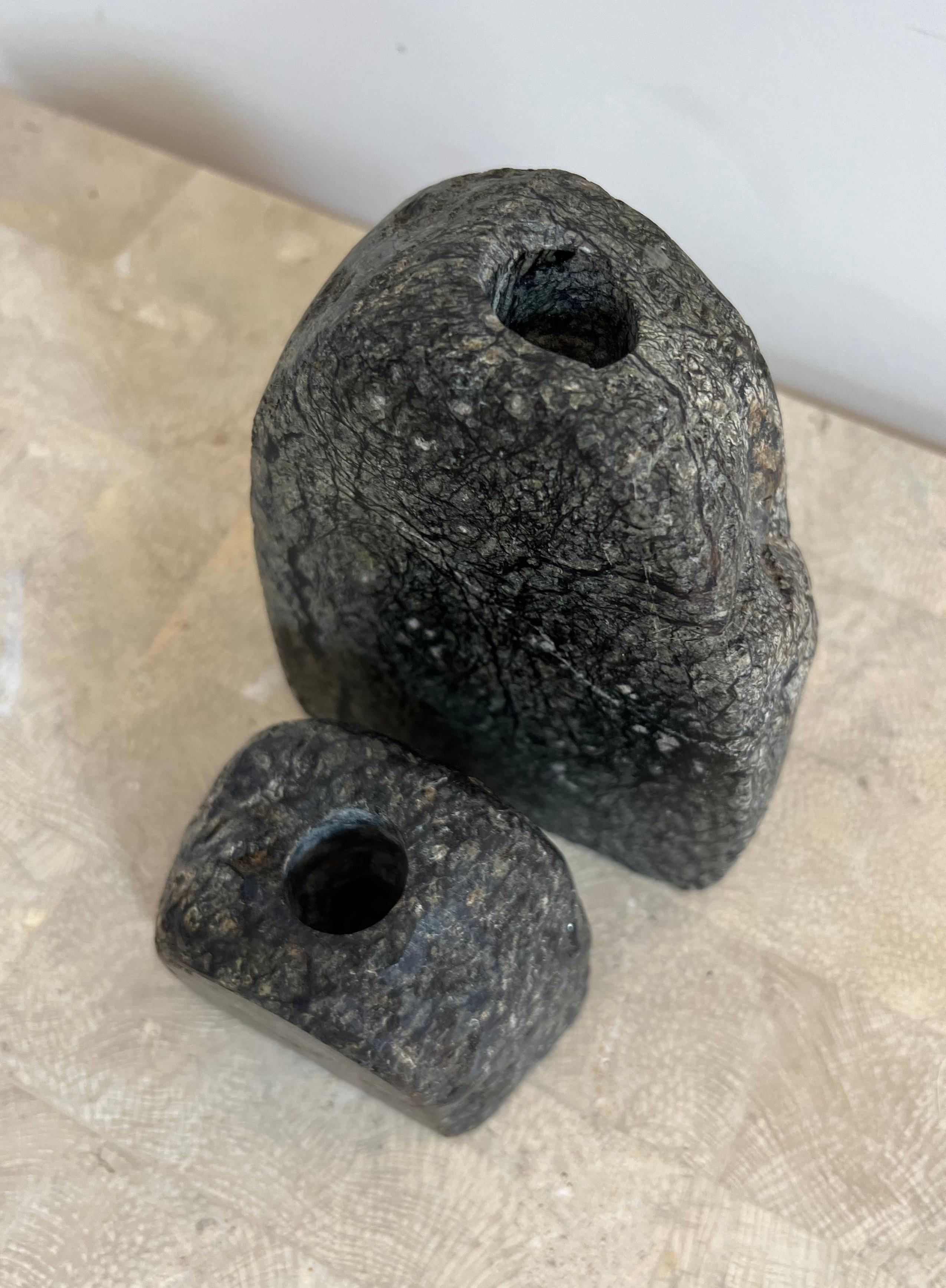 Vintage rock form candleholders in real stone, 1970s For Sale 9