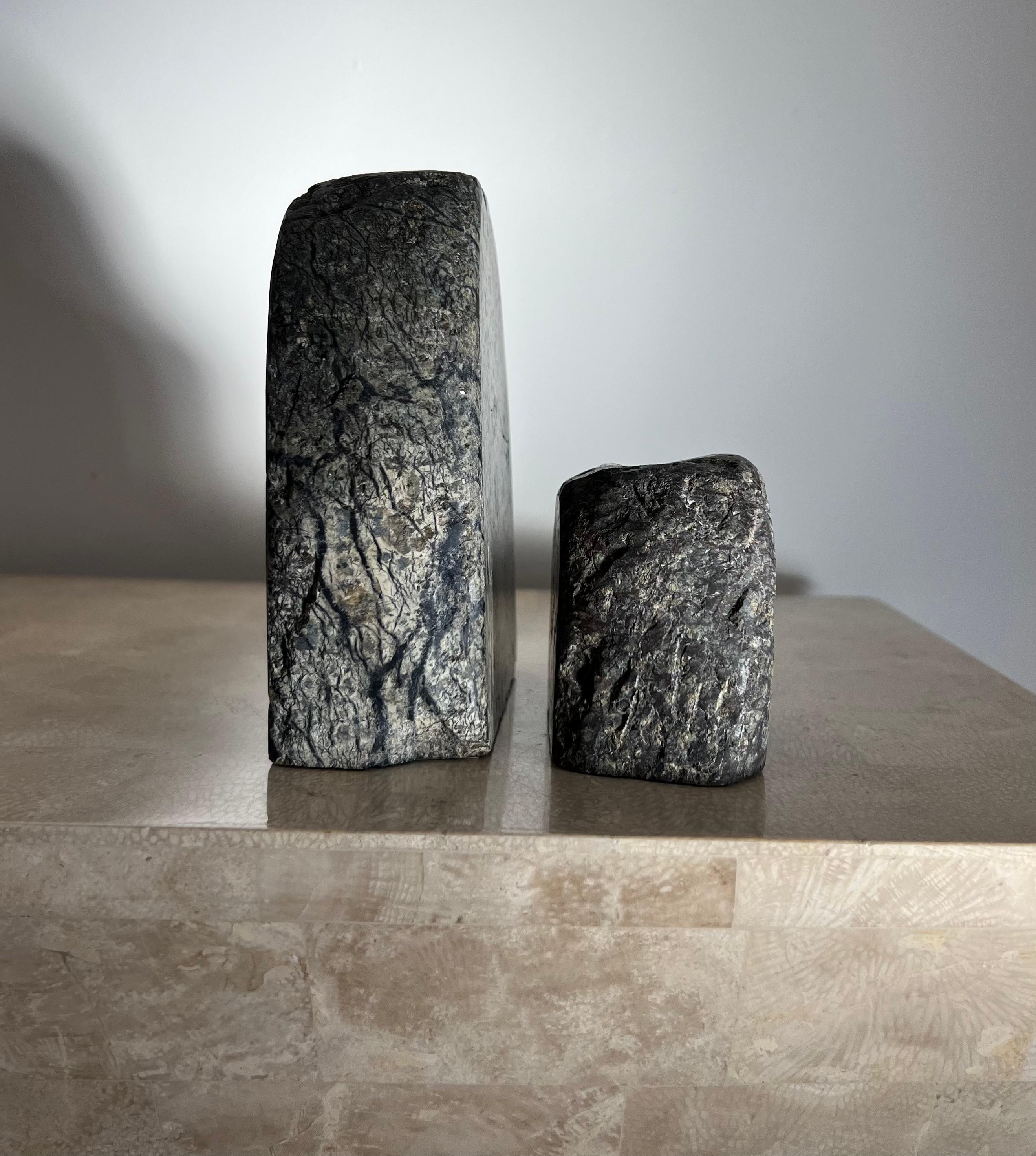 20th Century Vintage rock form candleholders in real stone, 1970s For Sale