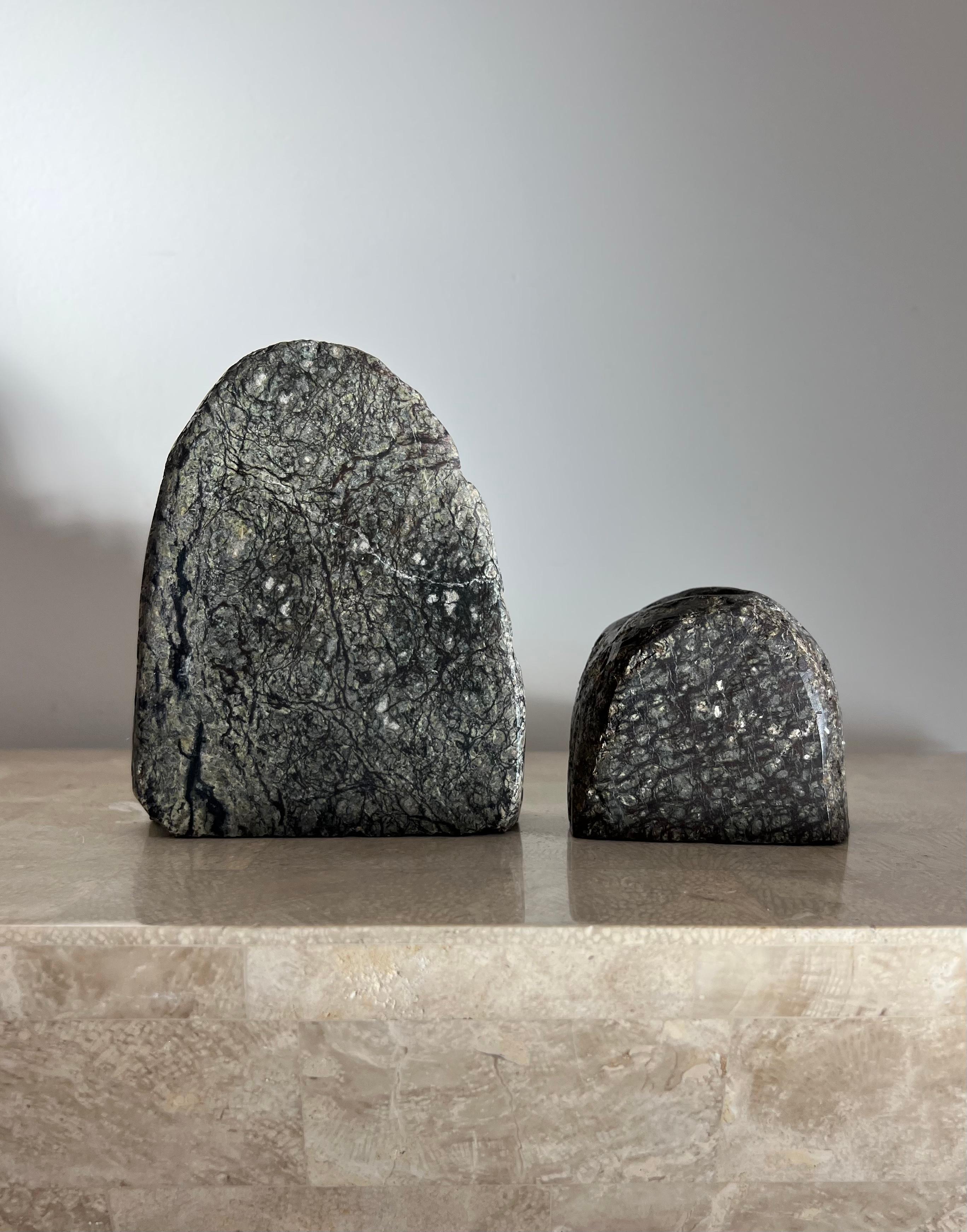 Vintage rock form candleholders in real stone, 1970s For Sale 1