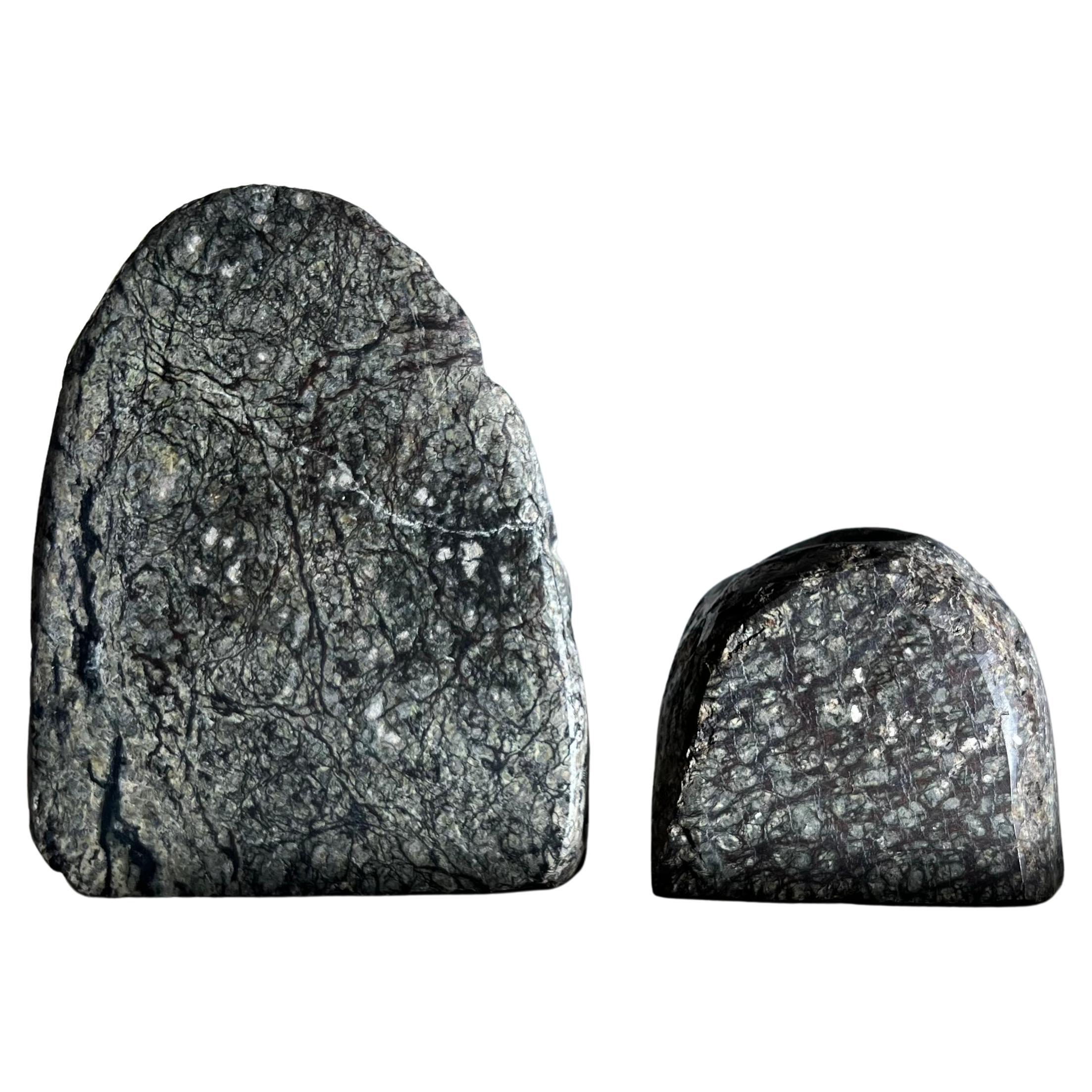 Vintage rock form candleholders in real stone, 1970s For Sale