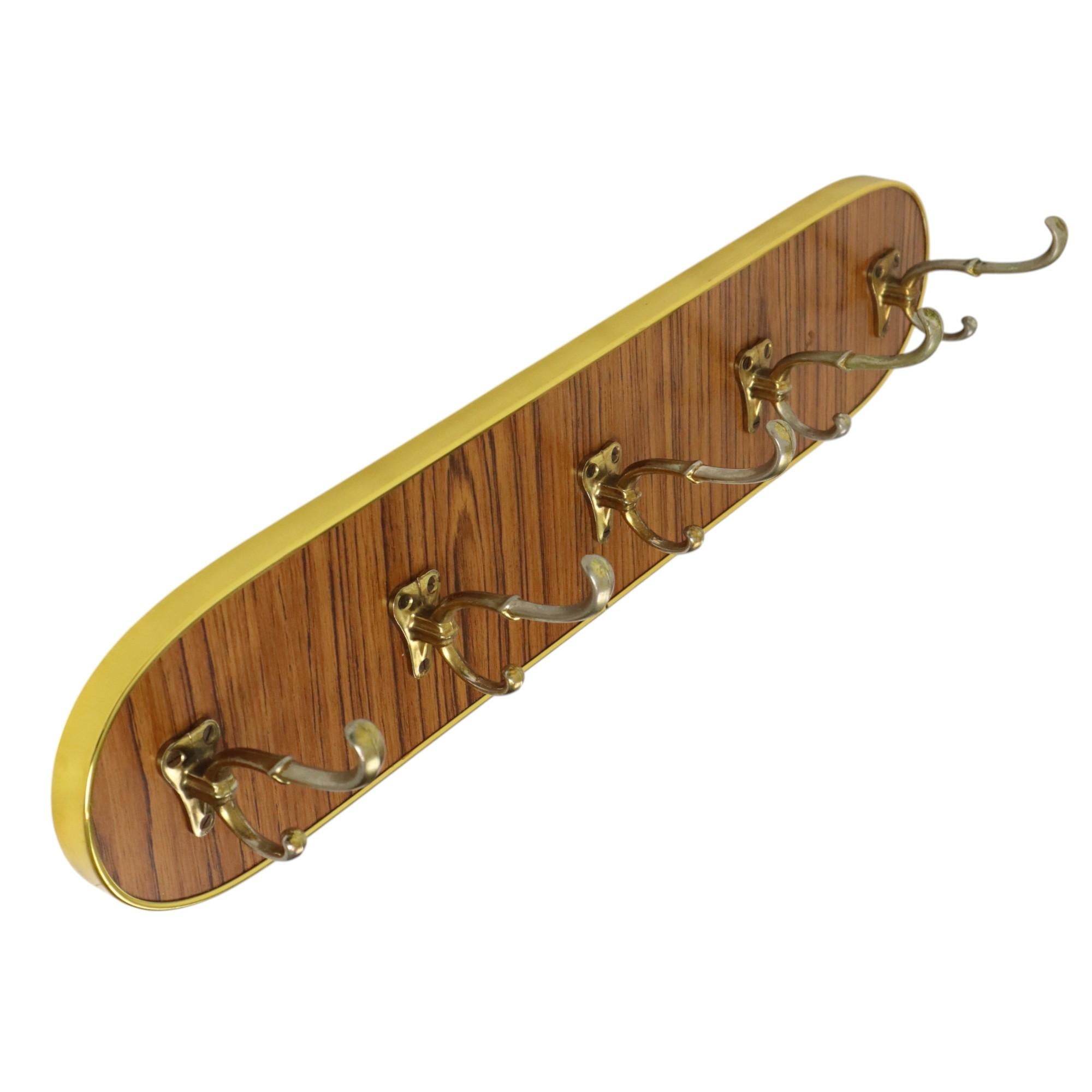 Vintage Rockabilly Coat Rack Fifties Design Wood Veneer Gold For Sale 4