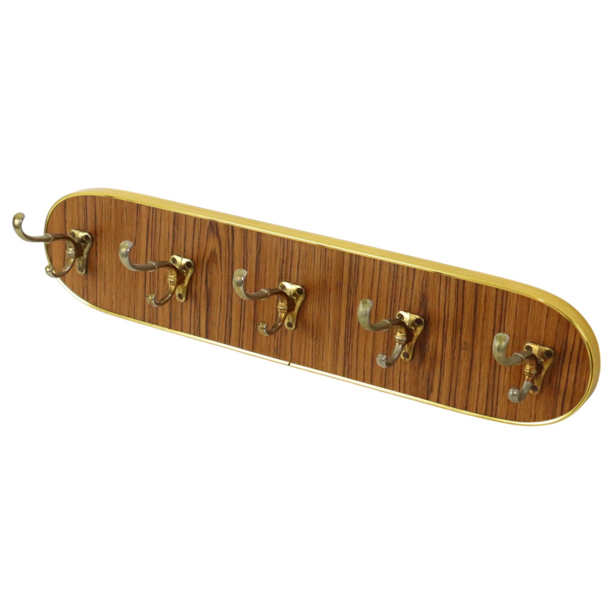 Vintage Rockabilly Coat Rack Fifties Design Wood Veneer Gold For Sale 6