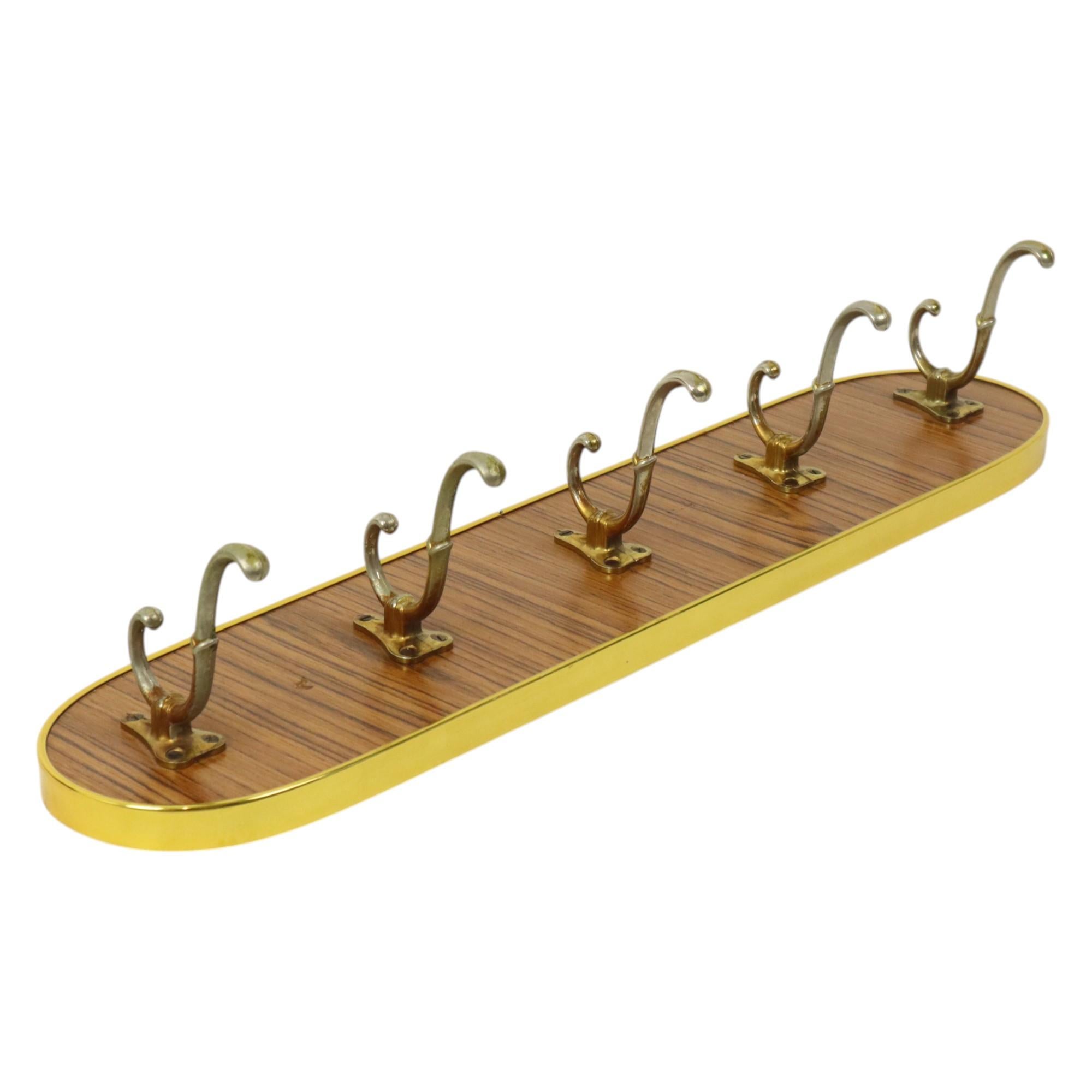 Vintage Rockabilly Coat Rack Fifties Design Wood Veneer Gold For Sale 8