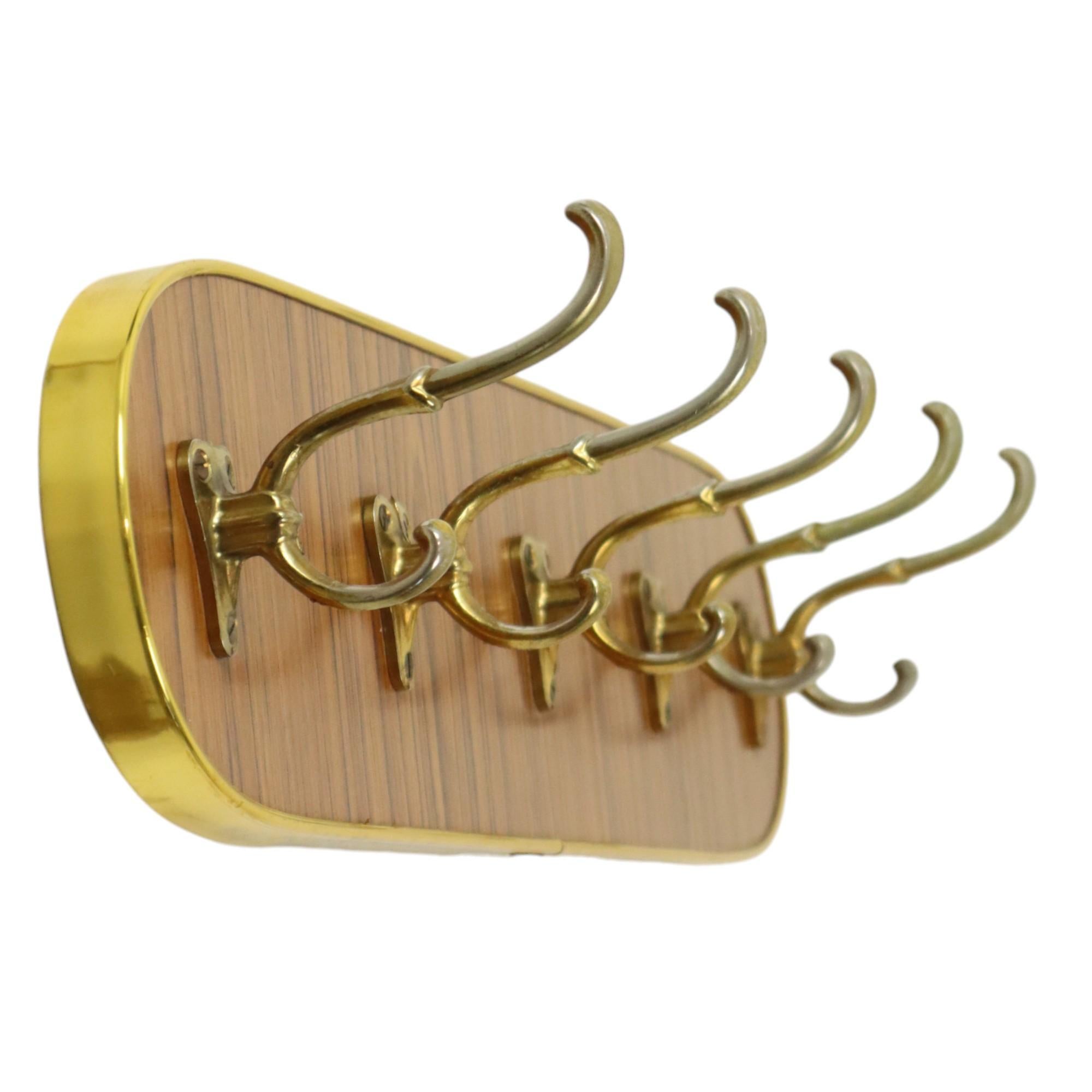 Vintage Rockabilly Coat Rack Fifties Design Wood Veneer Gold For Sale 11