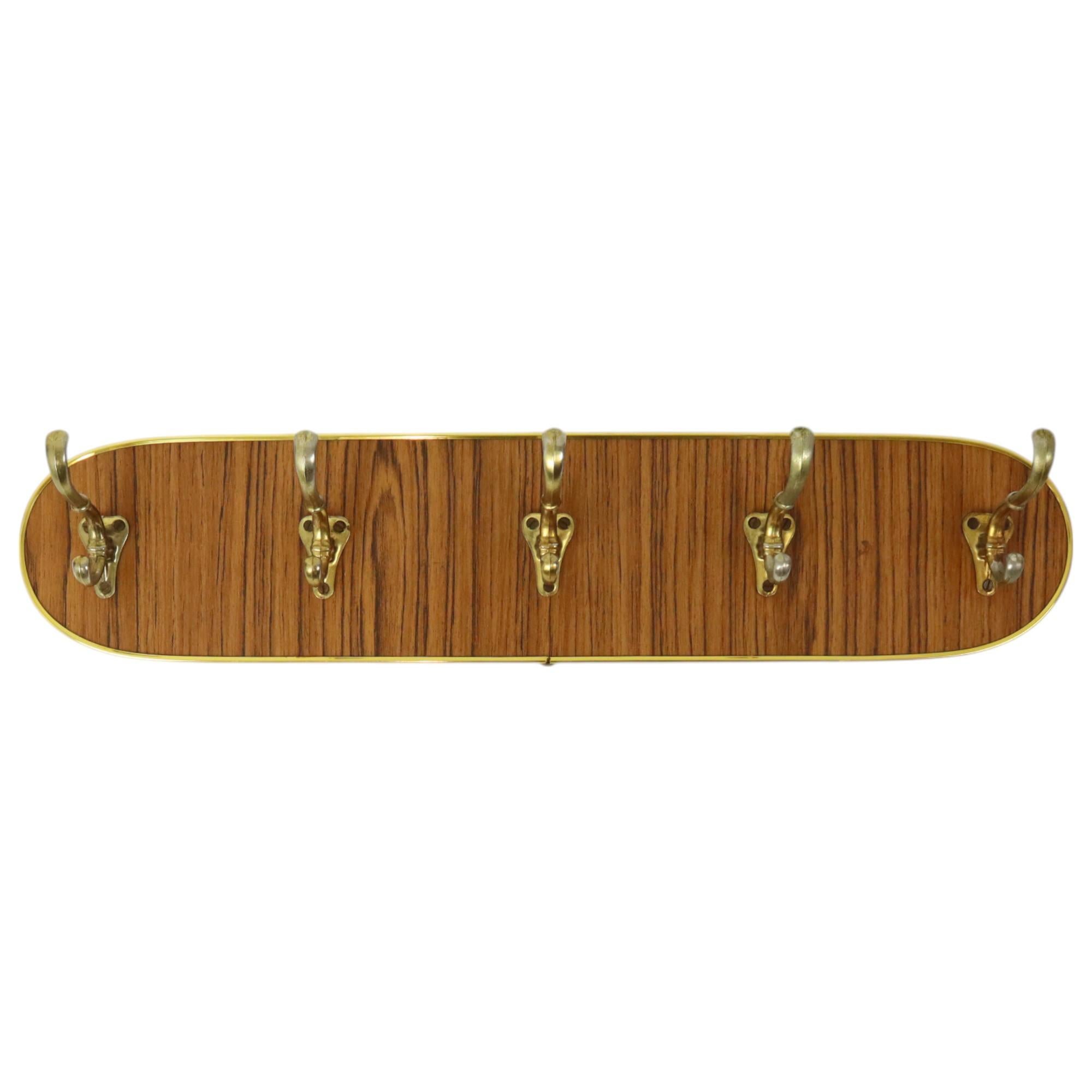 Vintage Rockabilly Coat Rack Fifties Design Wood Veneer Gold In Good Condition For Sale In Poperinge, BE