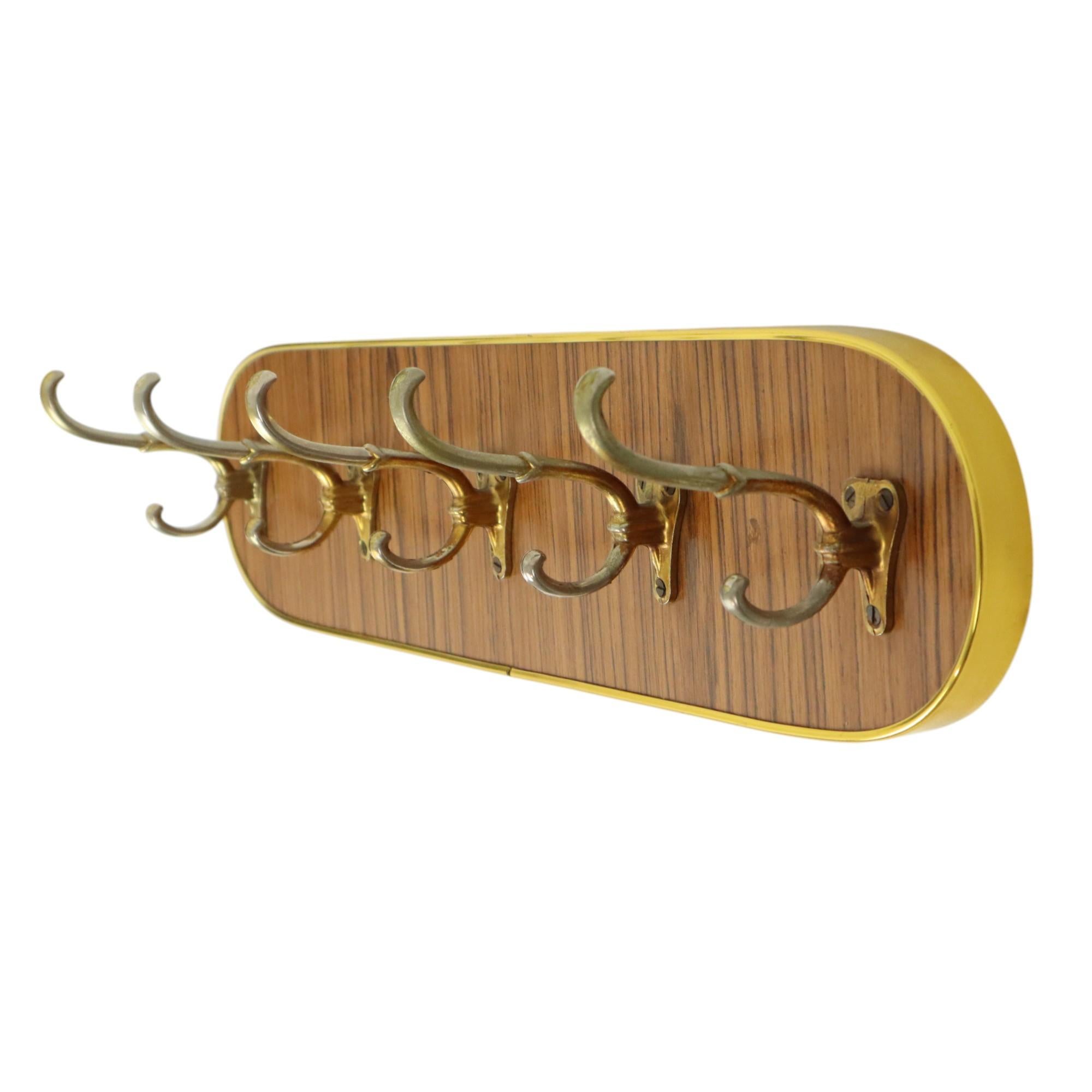 20th Century Vintage Rockabilly Coat Rack Fifties Design Wood Veneer Gold For Sale